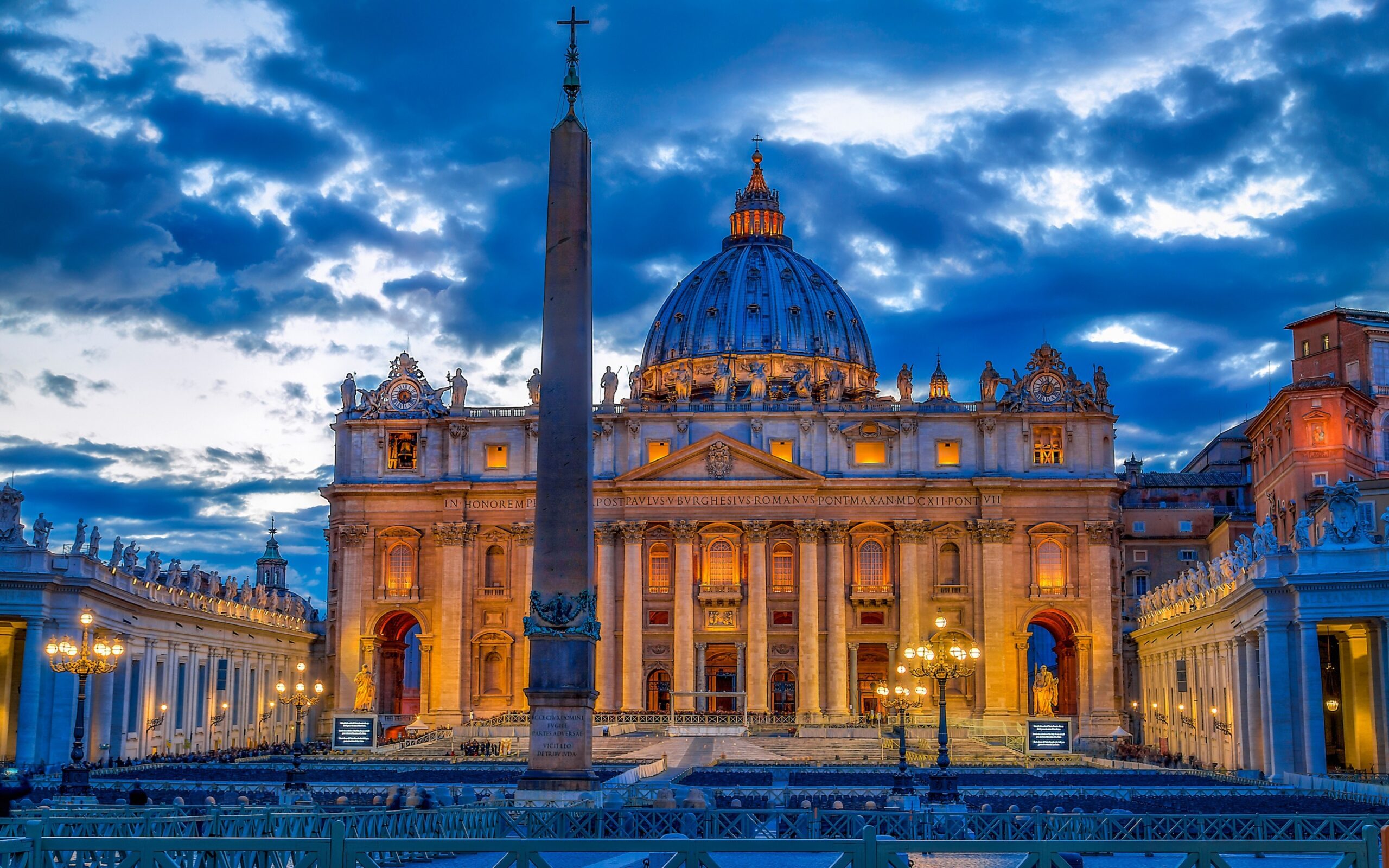 Download wallpapers Saint Peters Basilica, Vatican, evening, city