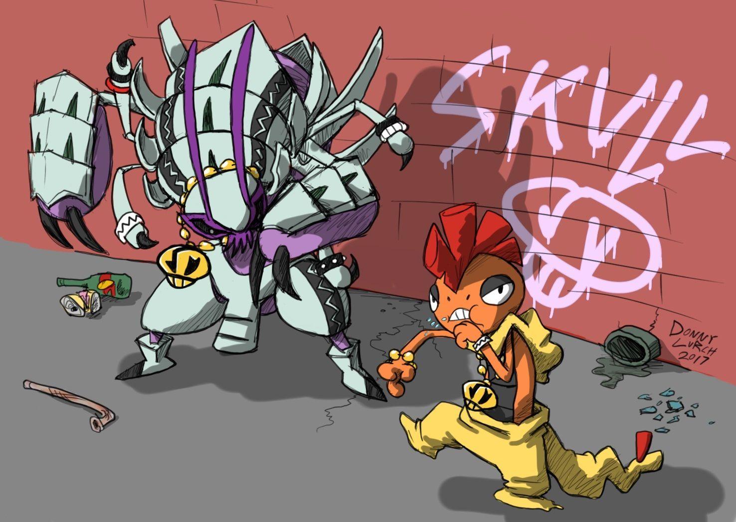 Team Skull’s Golisopod and Scrafty Break it Down