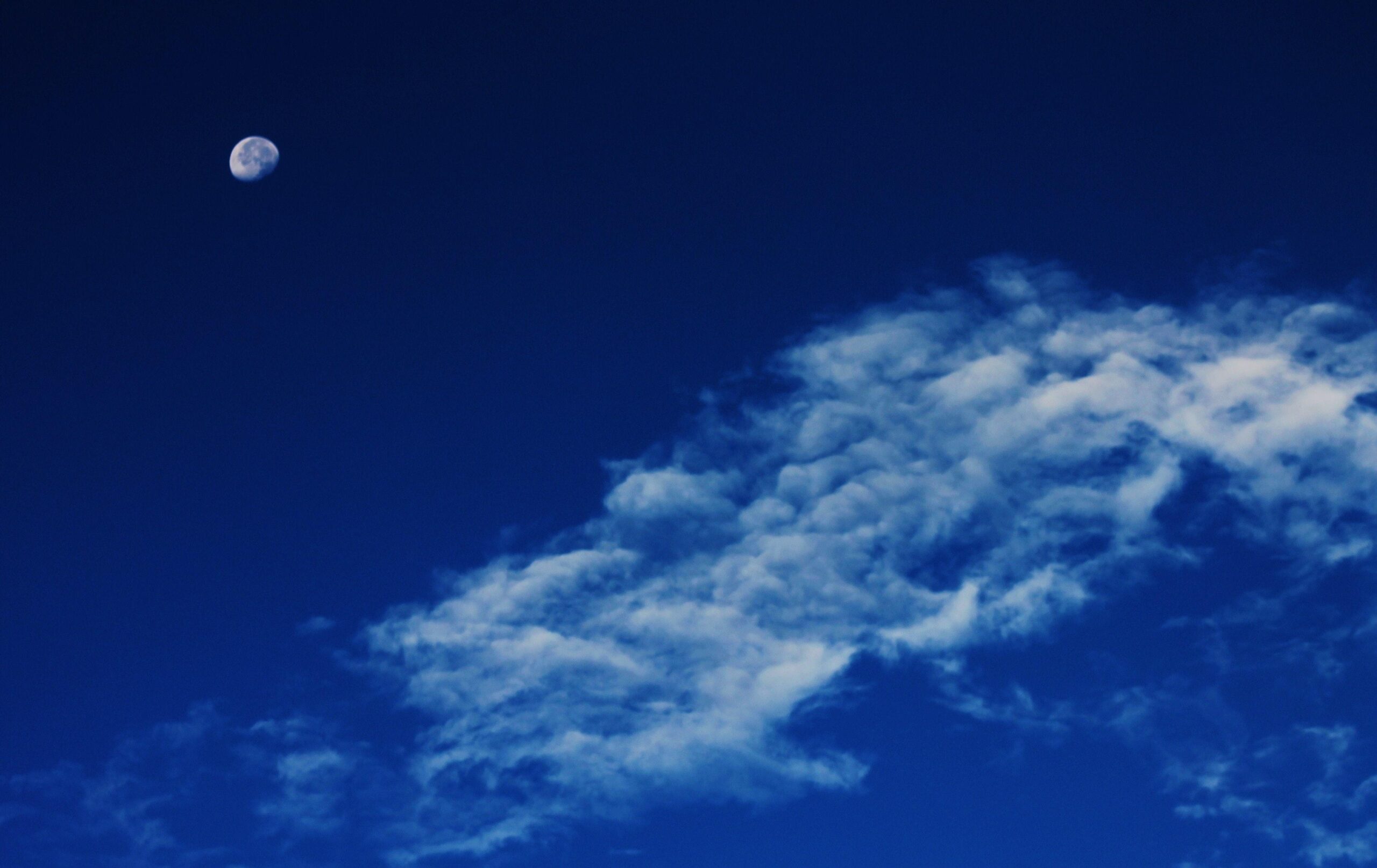 White Clouds Under Blue Sky With Gibbous Moon · Free Stock Photo