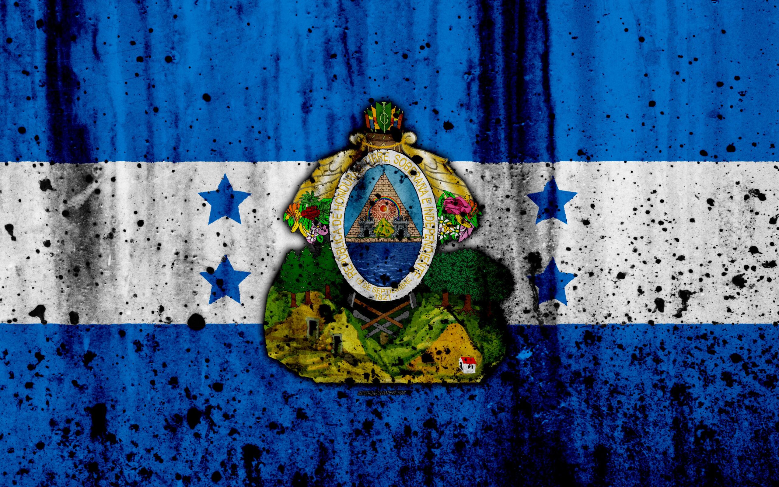 Download wallpapers Honduran flag, 4k, grunge, flag of Honduras