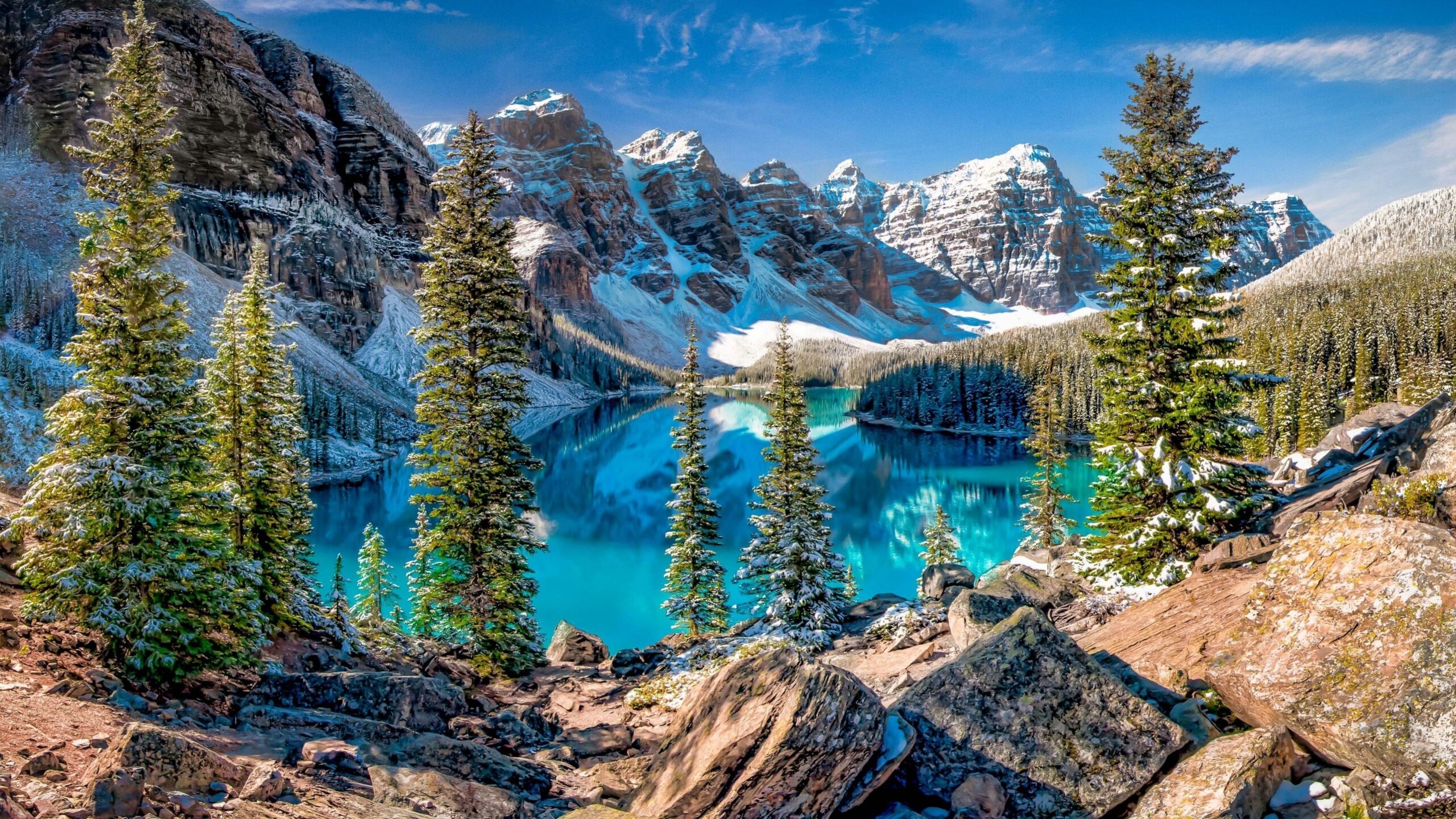 Moraine Lake In The Valley Of The Ten Peaks 4K UltraHD Wallpapers