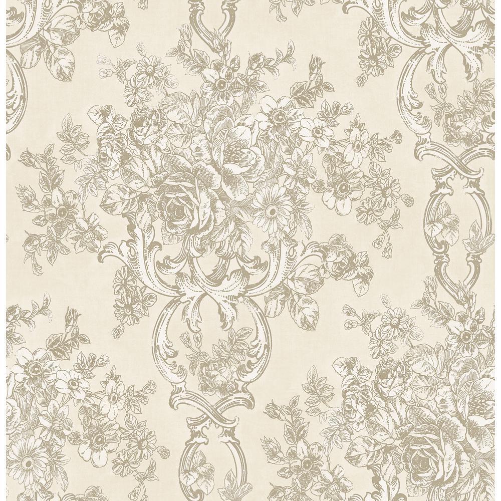 Brewster Potala Cream Fleur De Lis Ogee Wallpapers