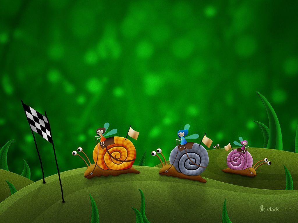 Snail Racing · Desktop wallpapers · Vladstudio