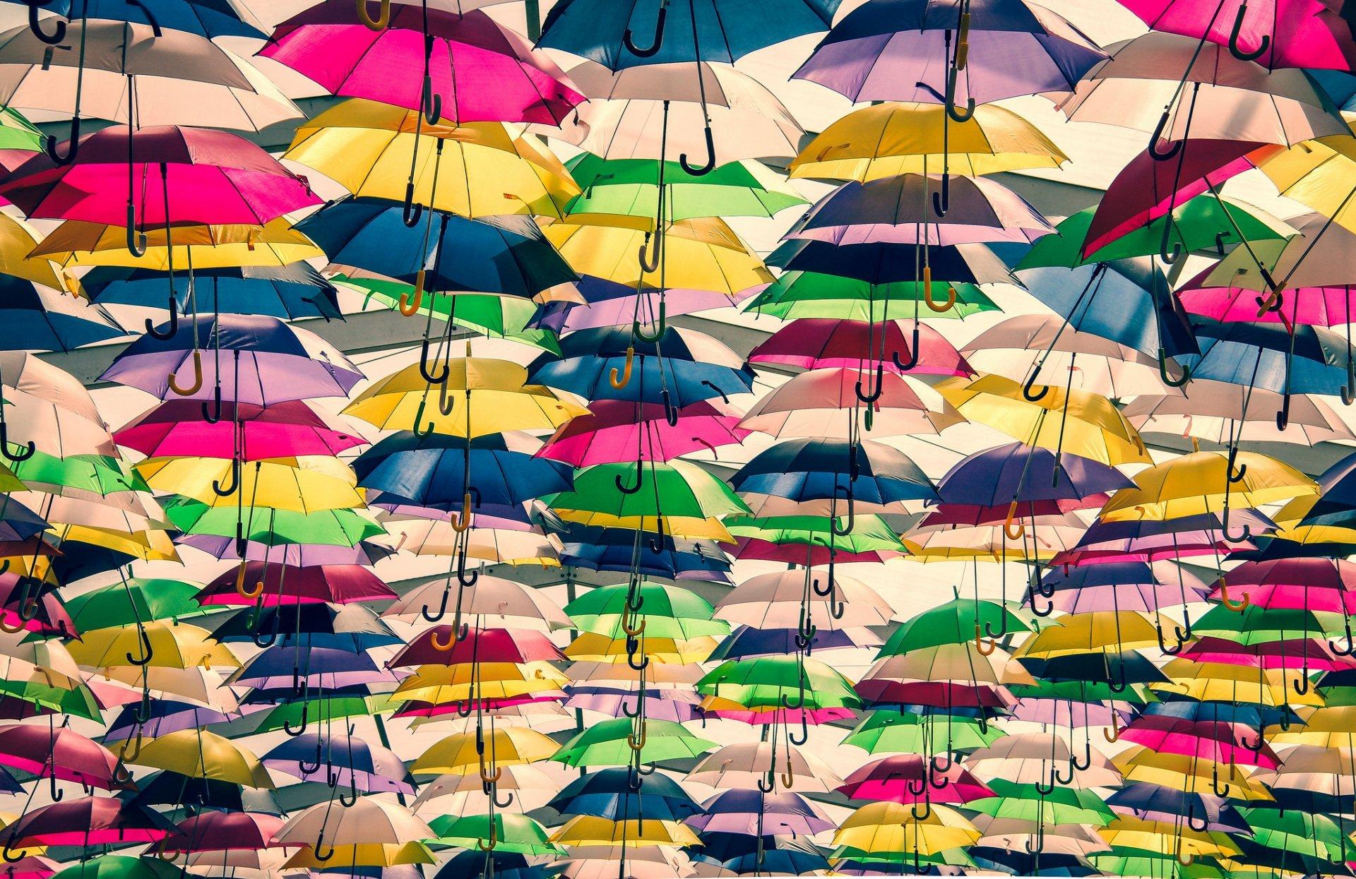 umbrellas colored many backgrounds HD wallpapers