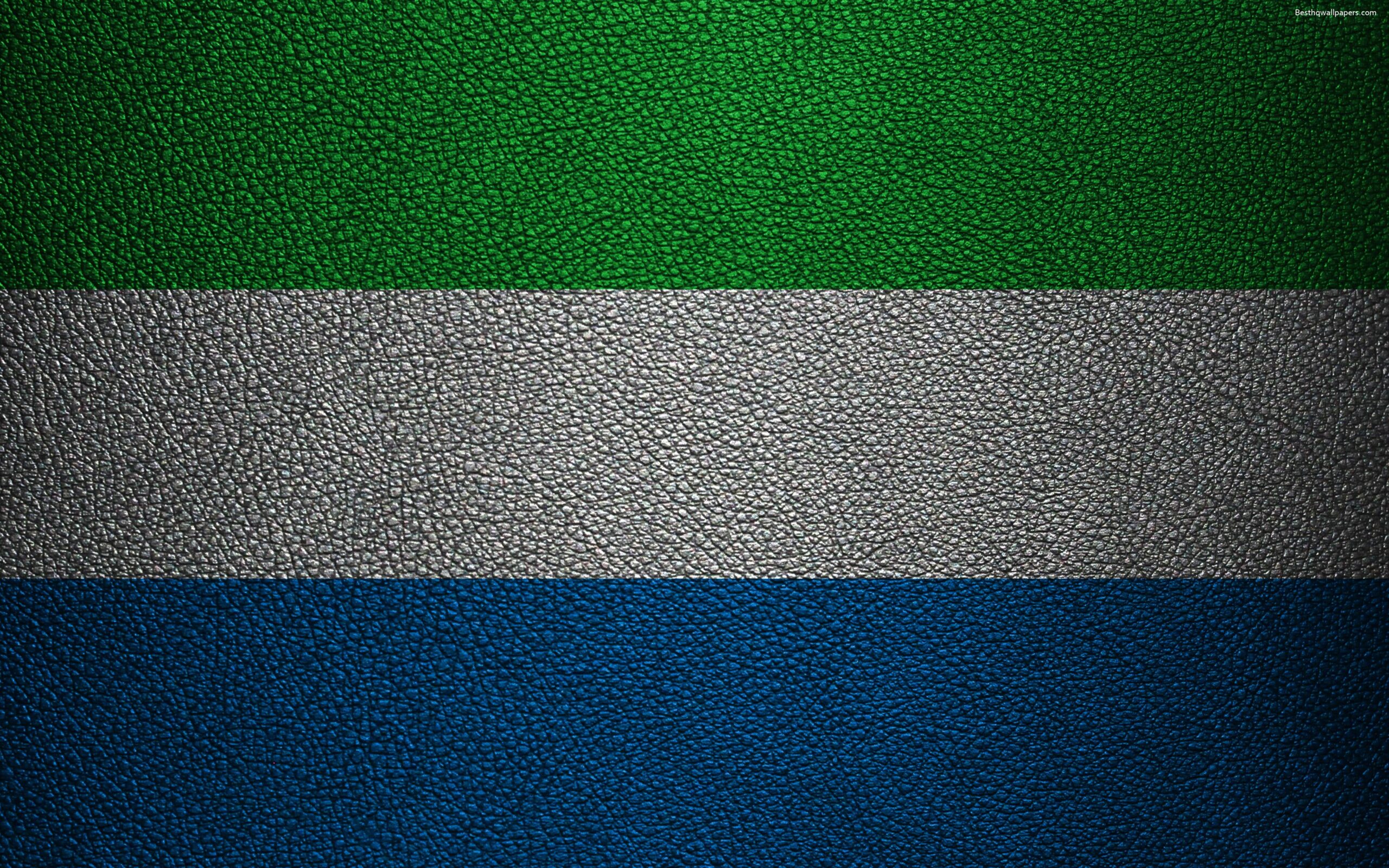 Download wallpapers Flag of Sierra Leone, Africa, 4k, leather