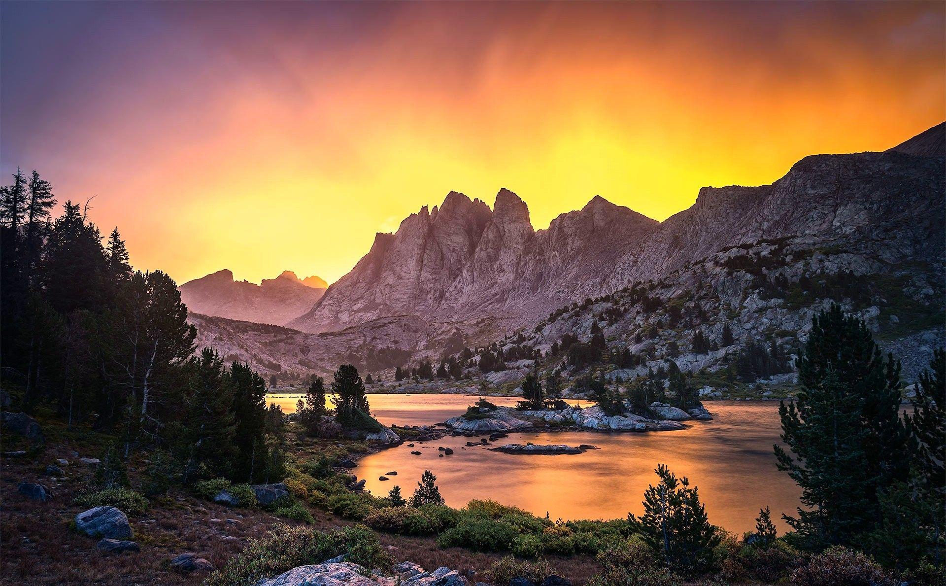 Mountains Wind Beautiful River Sky Wyoming Sunrise Basin Yellow