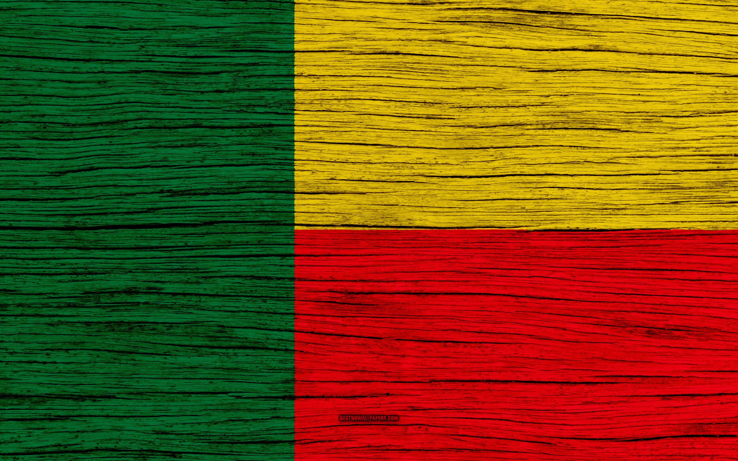 Download wallpapers Flag of Benin, 4k, Africa, wooden texture