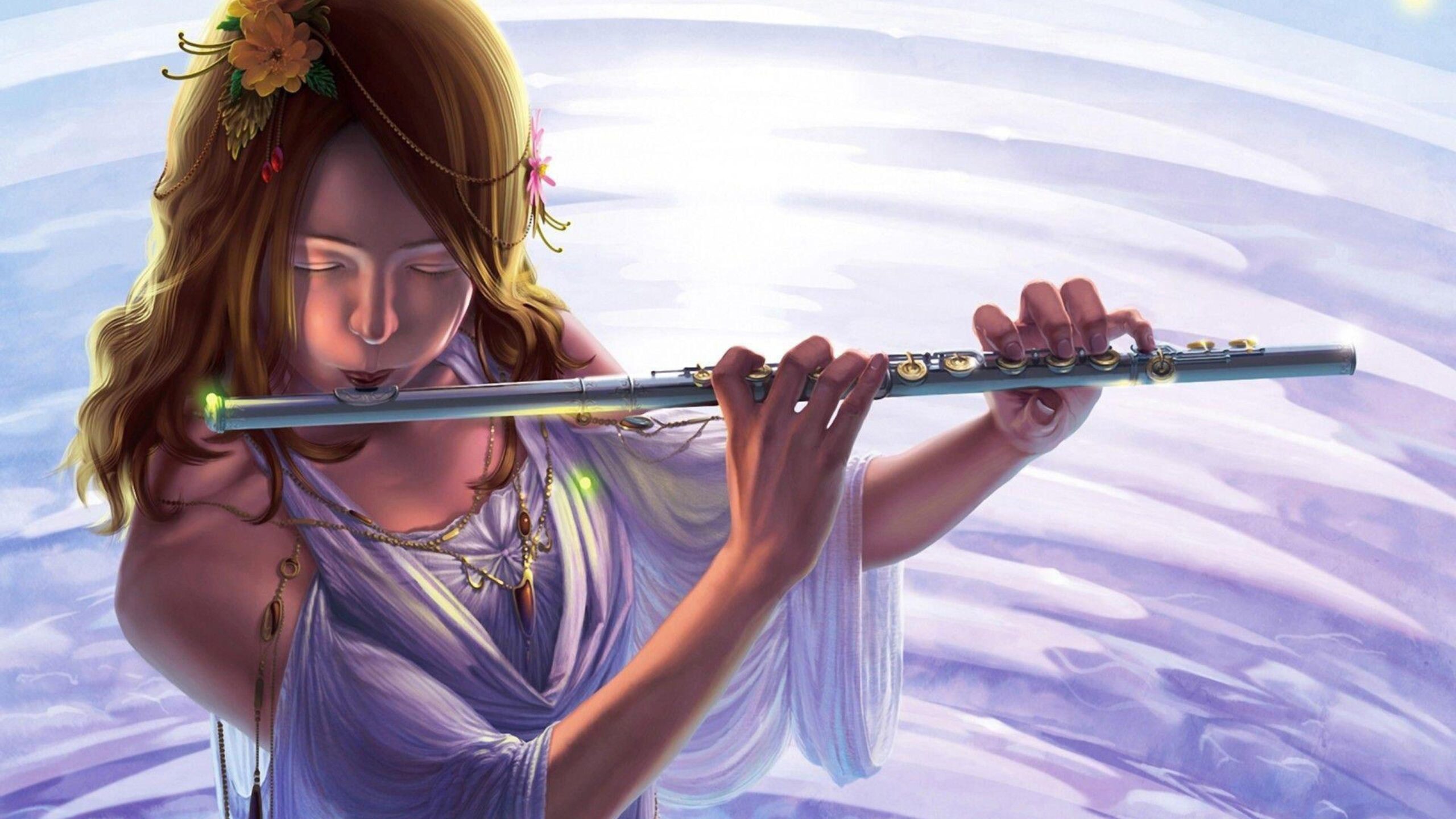 Digital Woman Playing the flute Art Flute HD Wallpapers, Desktop