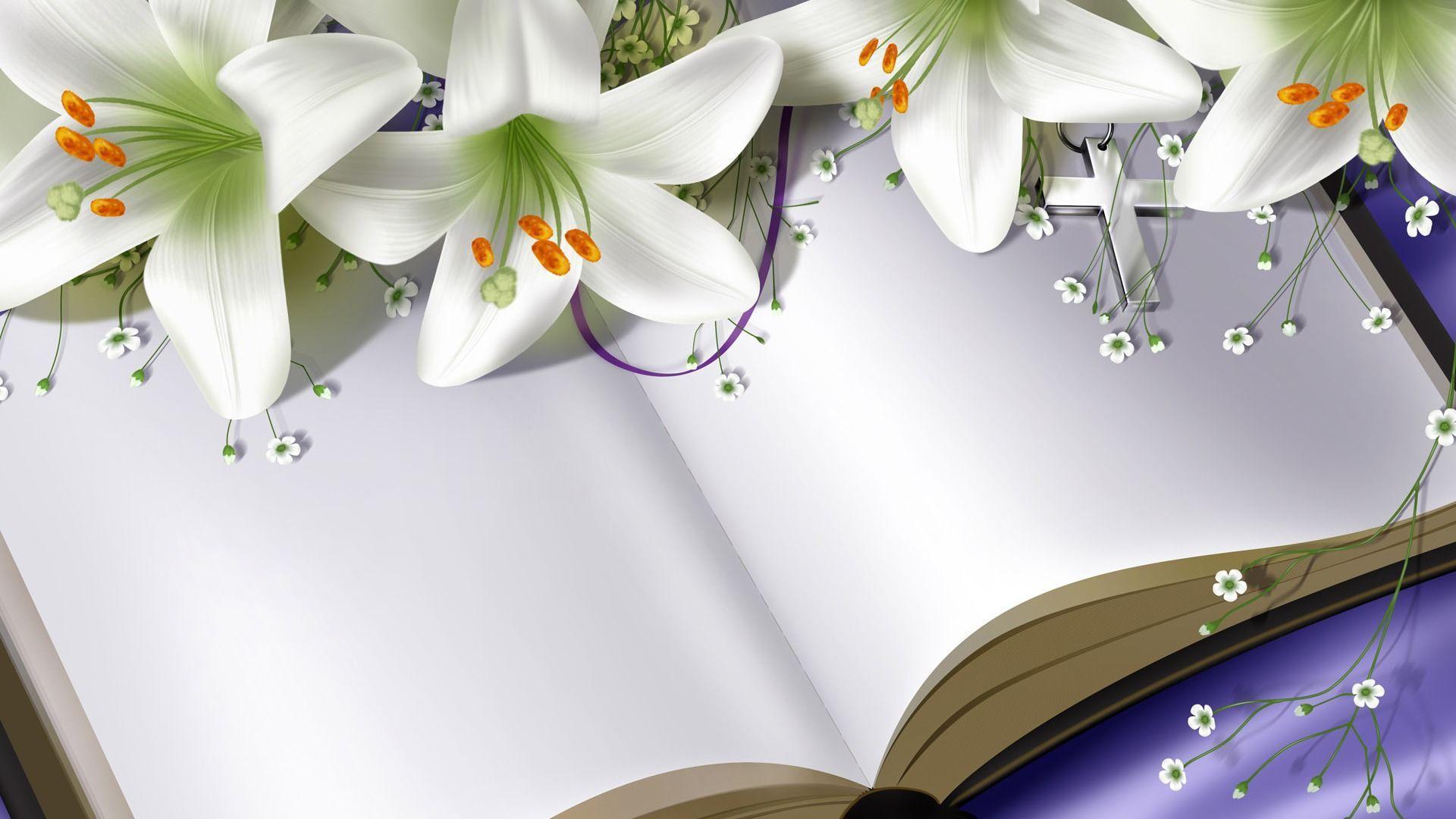 Easter Lilies on Bible widescreen wallpapers