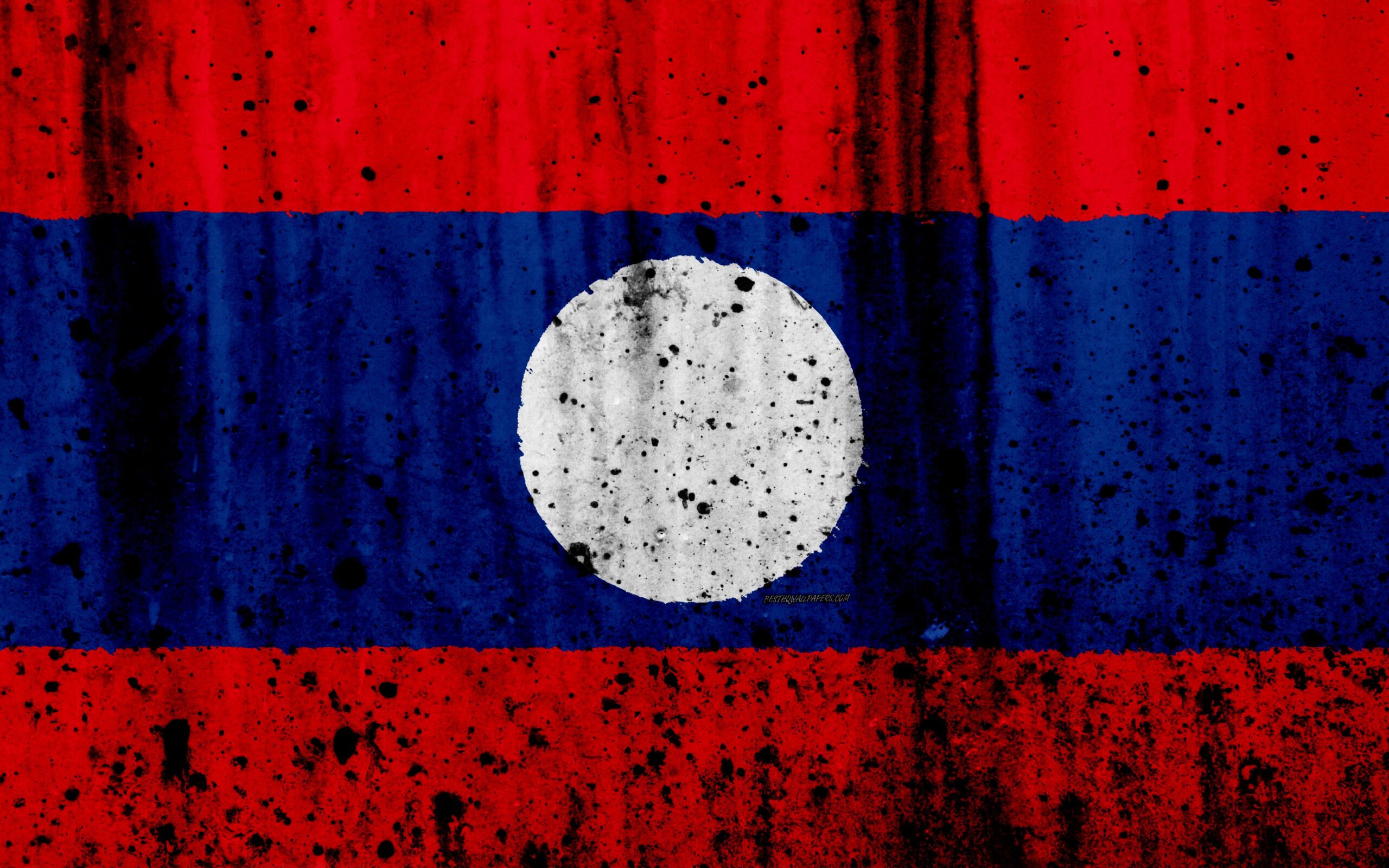 Download wallpapers Laotian flag, 4k, grunge, flag of Laos, Asia