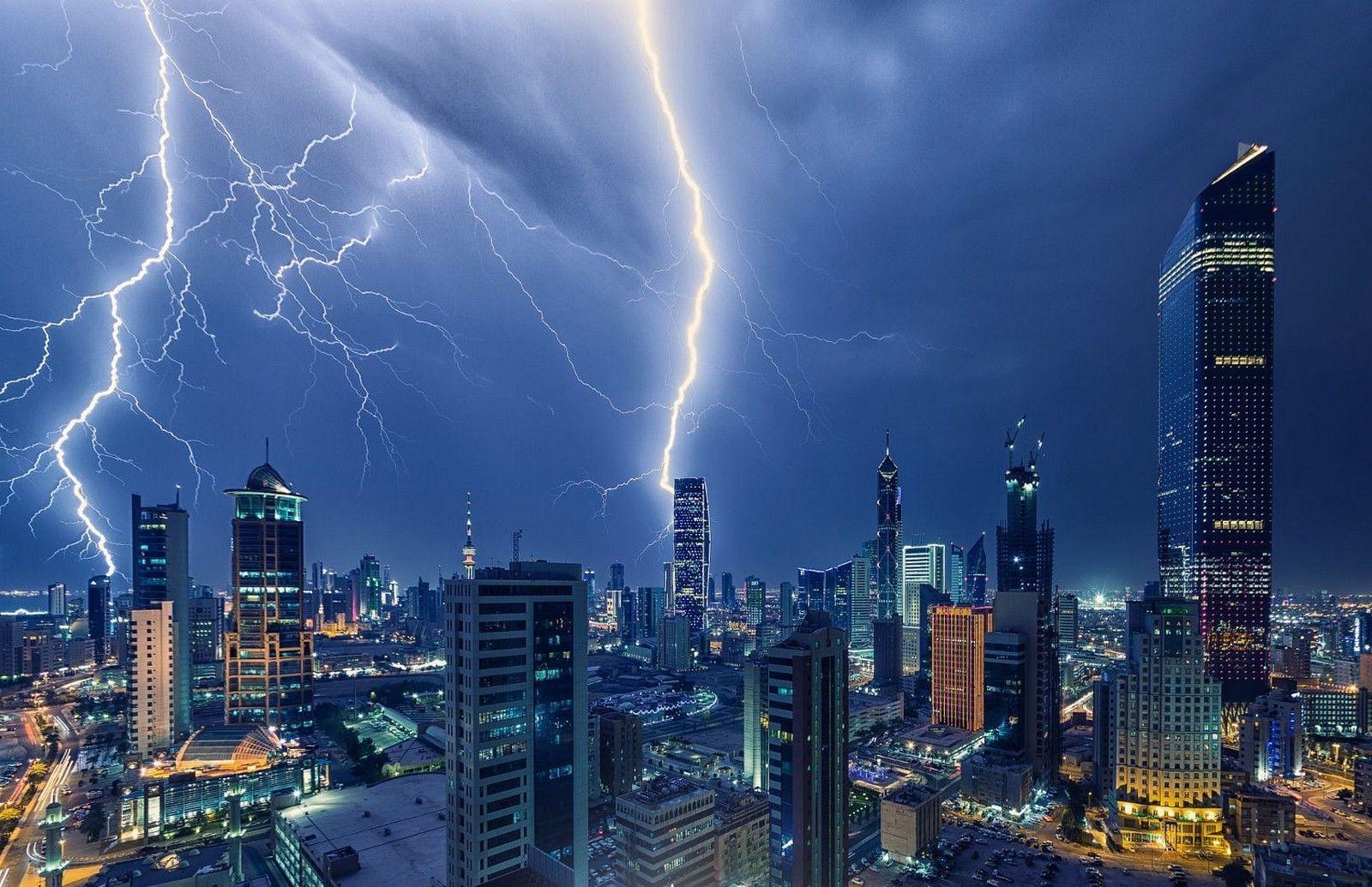 photography, Landscape, Lightning, Storm, Skyscraper, Architecture