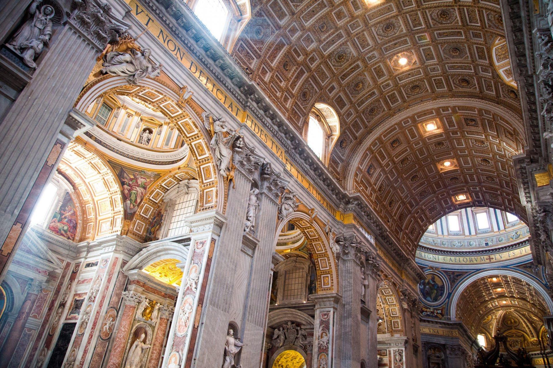 vatican city st. peter’s basilica nave column painting HD wallpapers