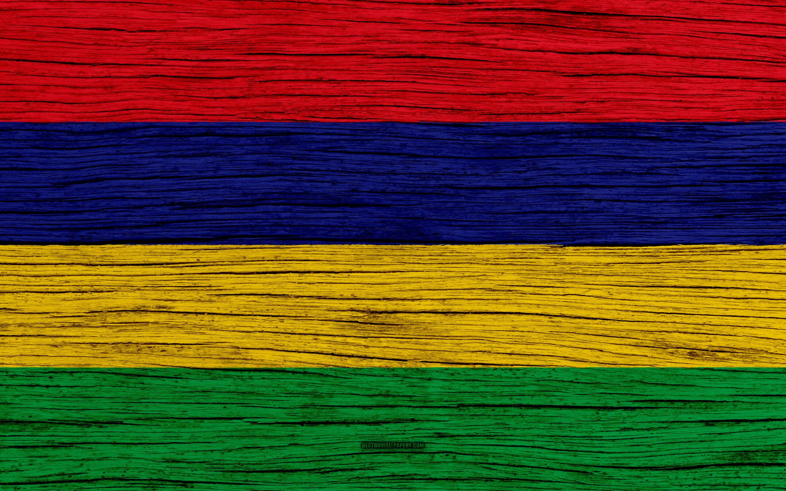 Download wallpapers Flag of Mauritius, 4k, Africa, wooden texture