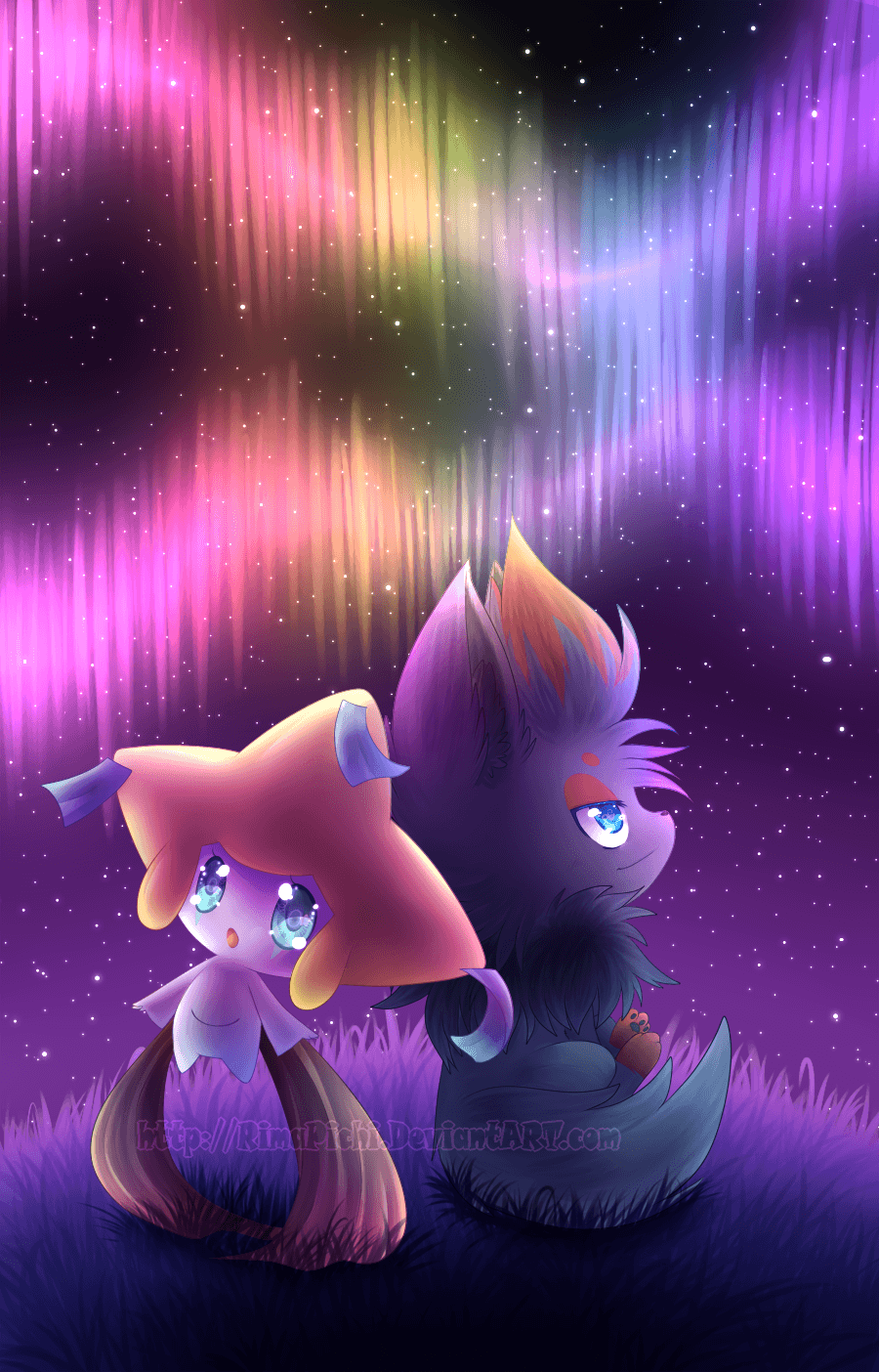 Jirachi and Zorua by *RimaPichi on deviantART