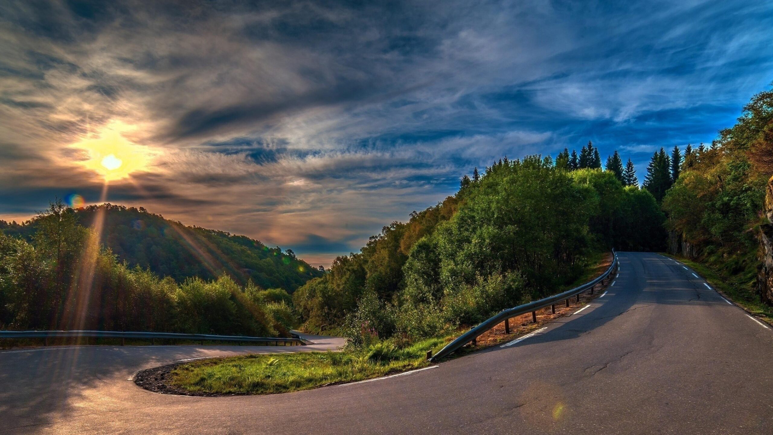 Download Wallpapers Sunset Serpentine Road 4K Ultra HD HD