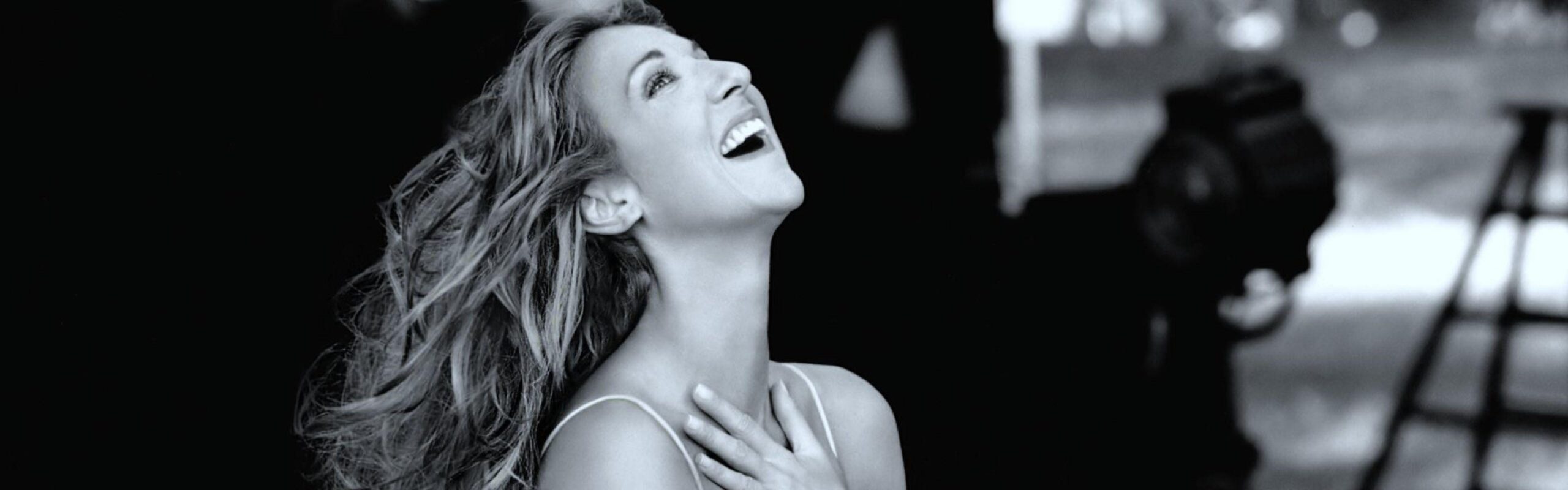 Download Wallpapers Celine dion, Smile, Neck, Dress, Hair