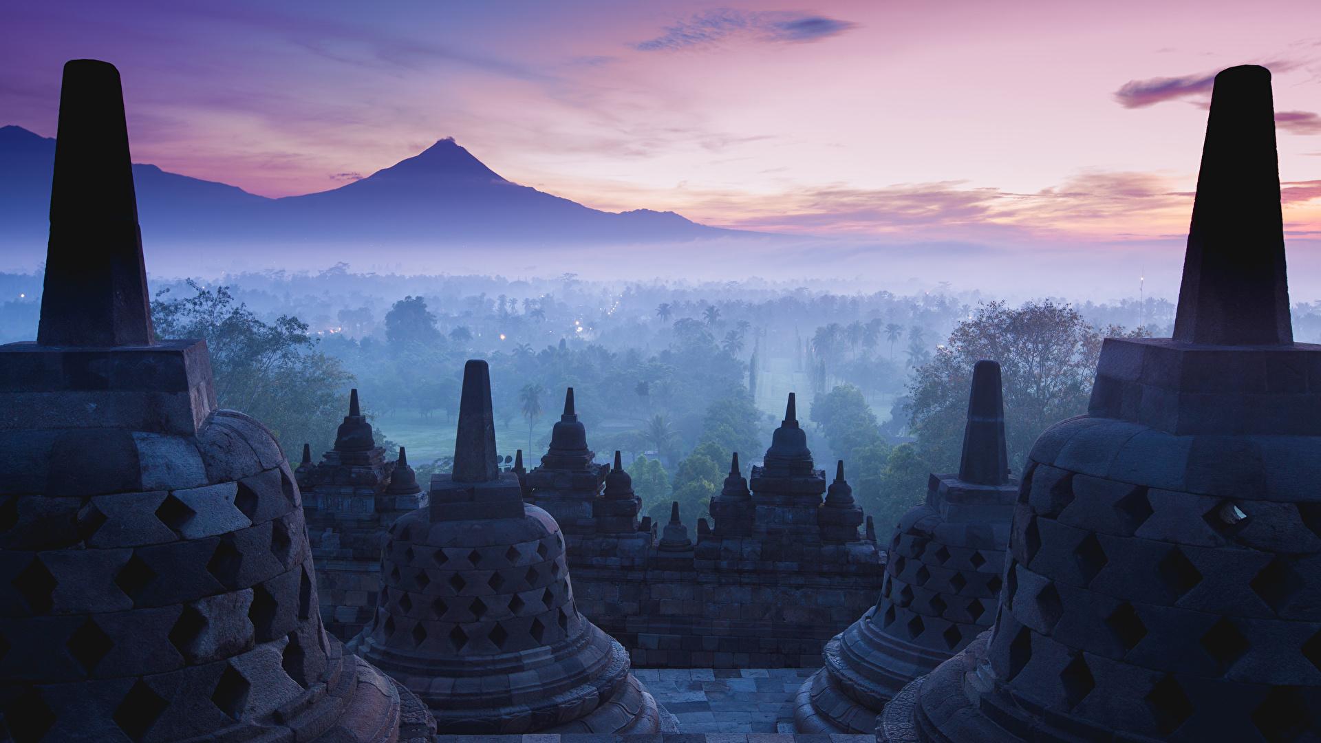 Image Indonesia Yogyakarta Java Fog Temples Cities