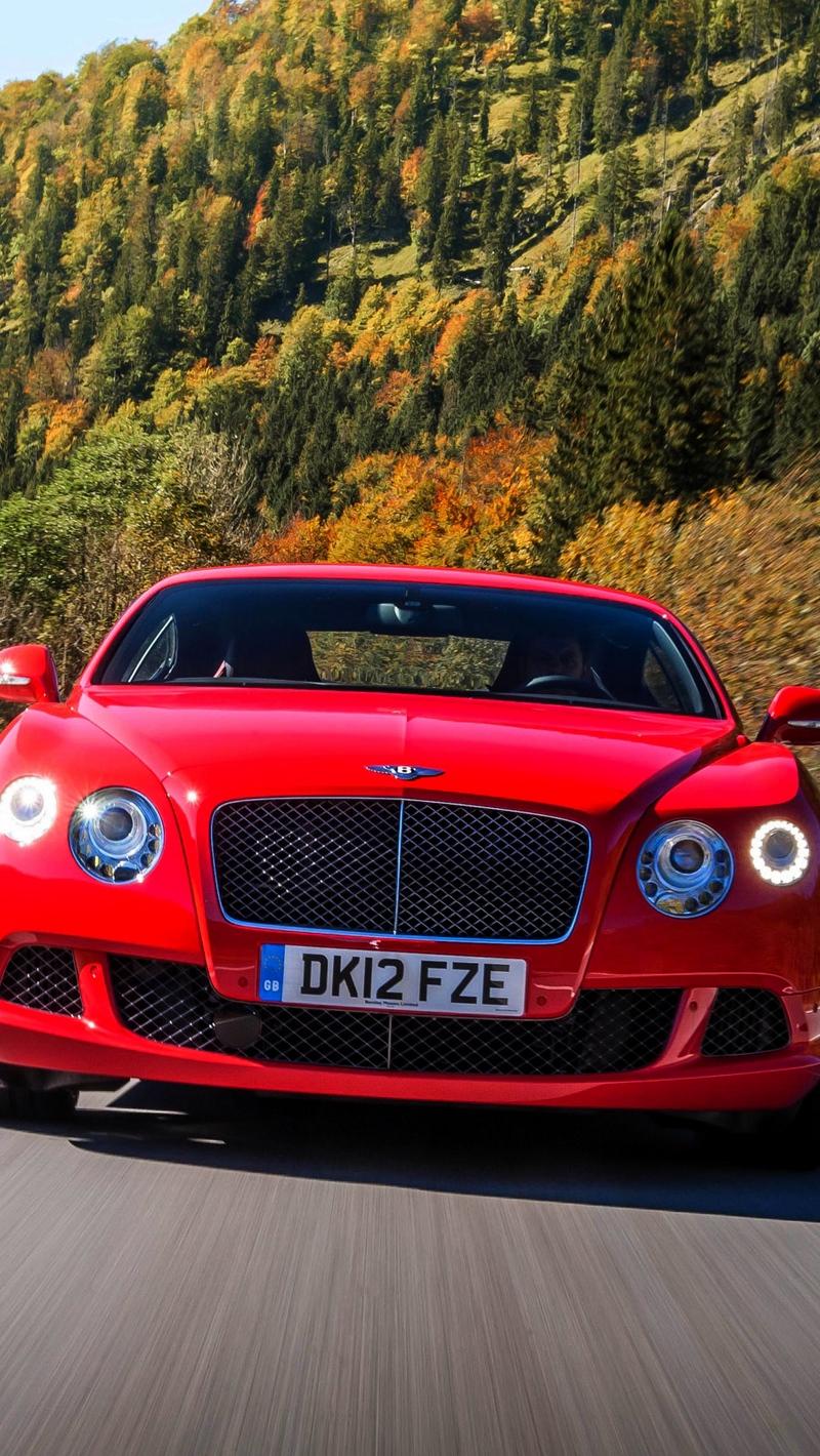 Download wallpapers bentley, continental, gt, red, front