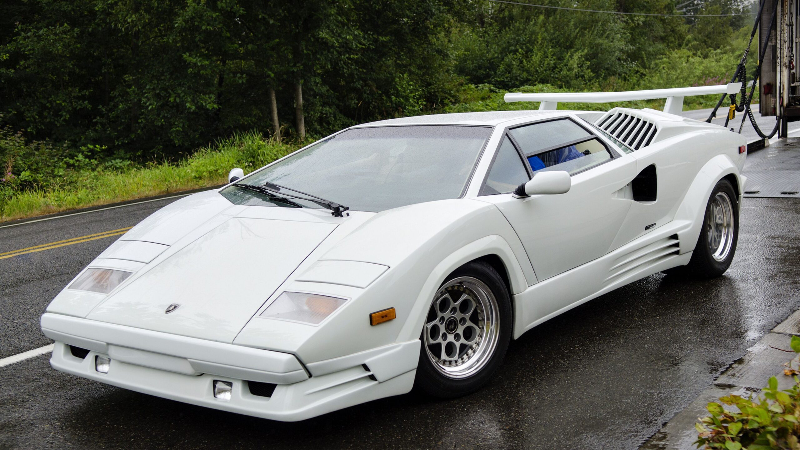 Download Wallpapers Lamborghini, Countach, White, Side