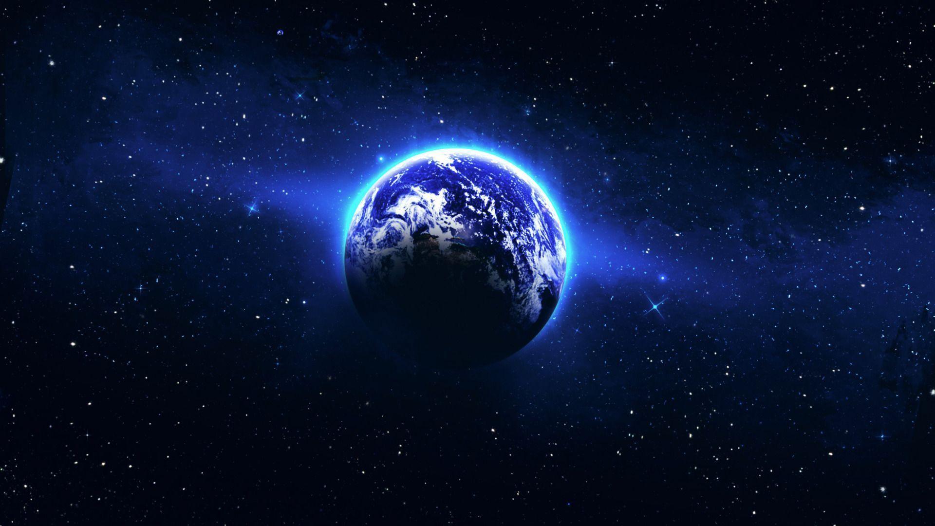 Circle of blue light around the Earth Wallpapers #