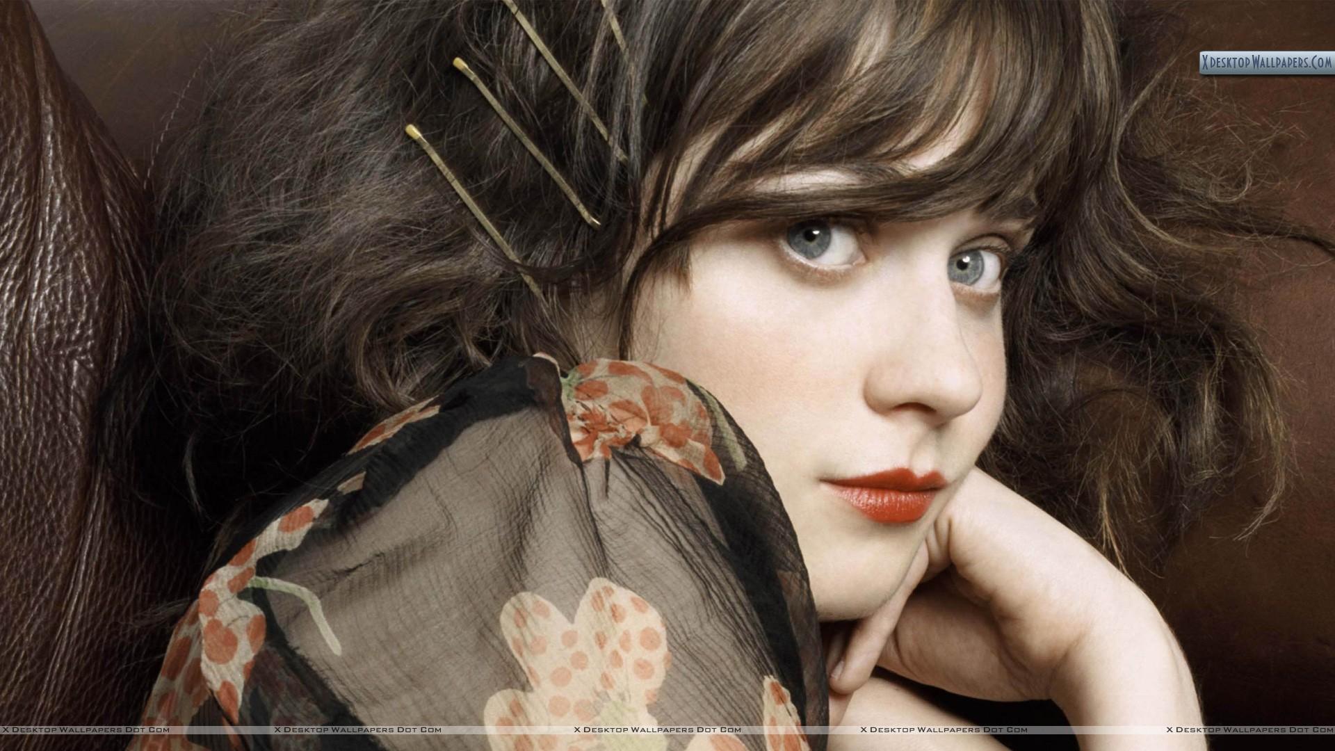 Zooey Deschanel Red Lips Face Closeup Wallpapers