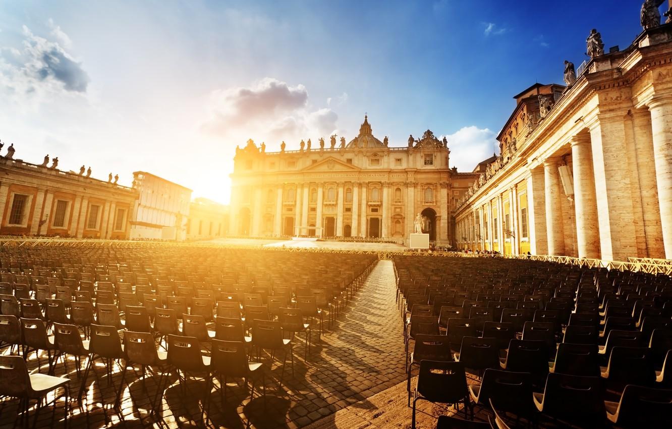 Wallpapers the sun, sunset, the city, people, chairs, area, Rome