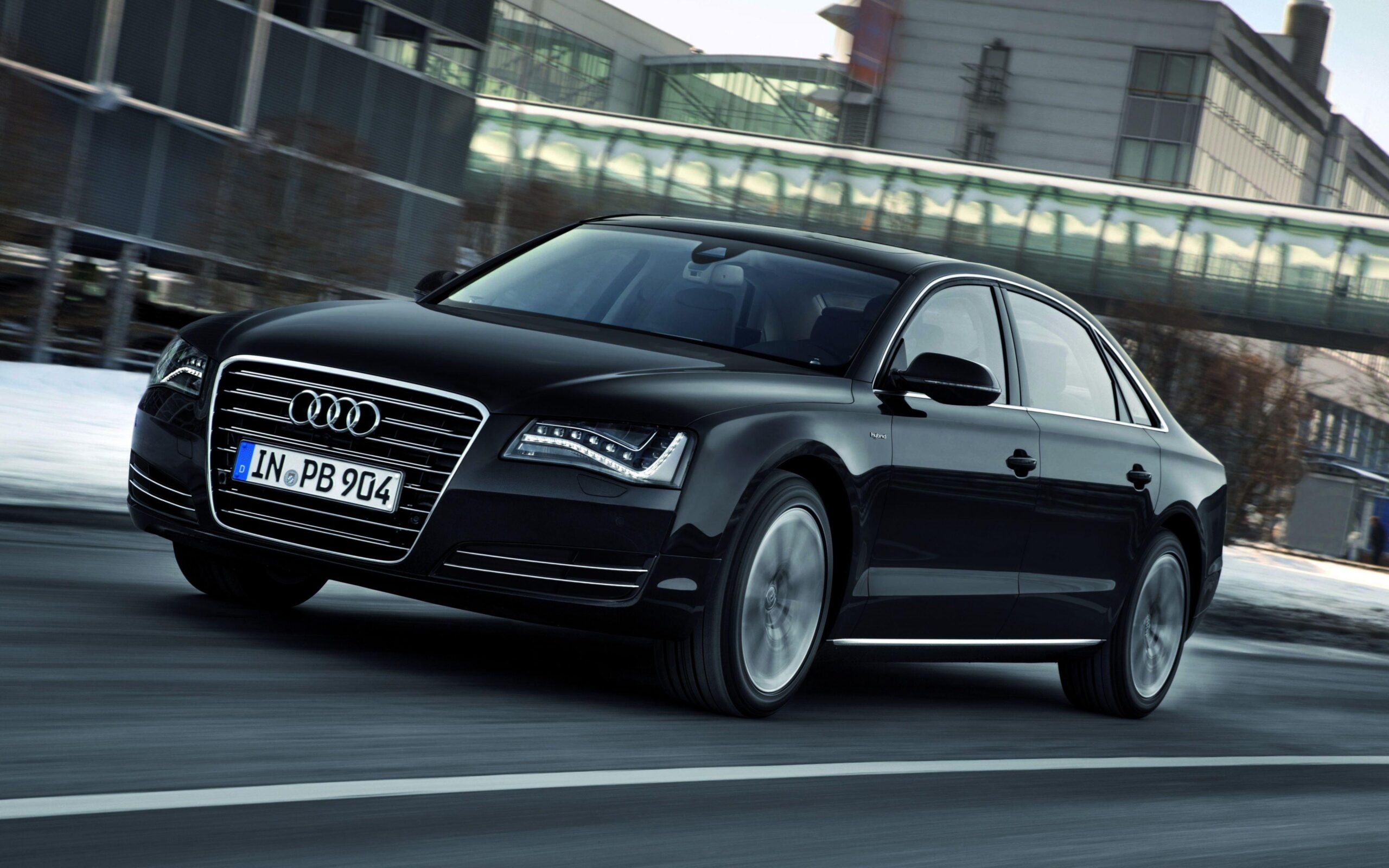 HD Backgrounds Audi A8 Black Side Front View Car Luxury Wallpapers