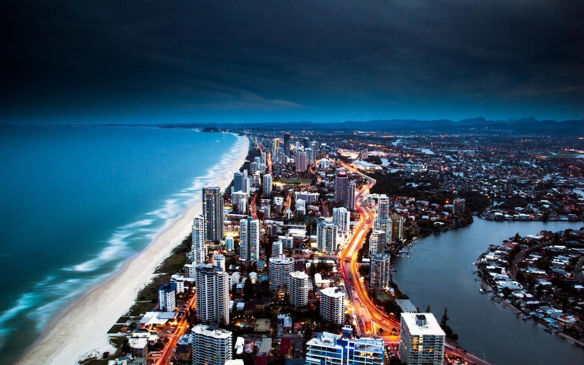 Miami Beach Aerial View at Dusk