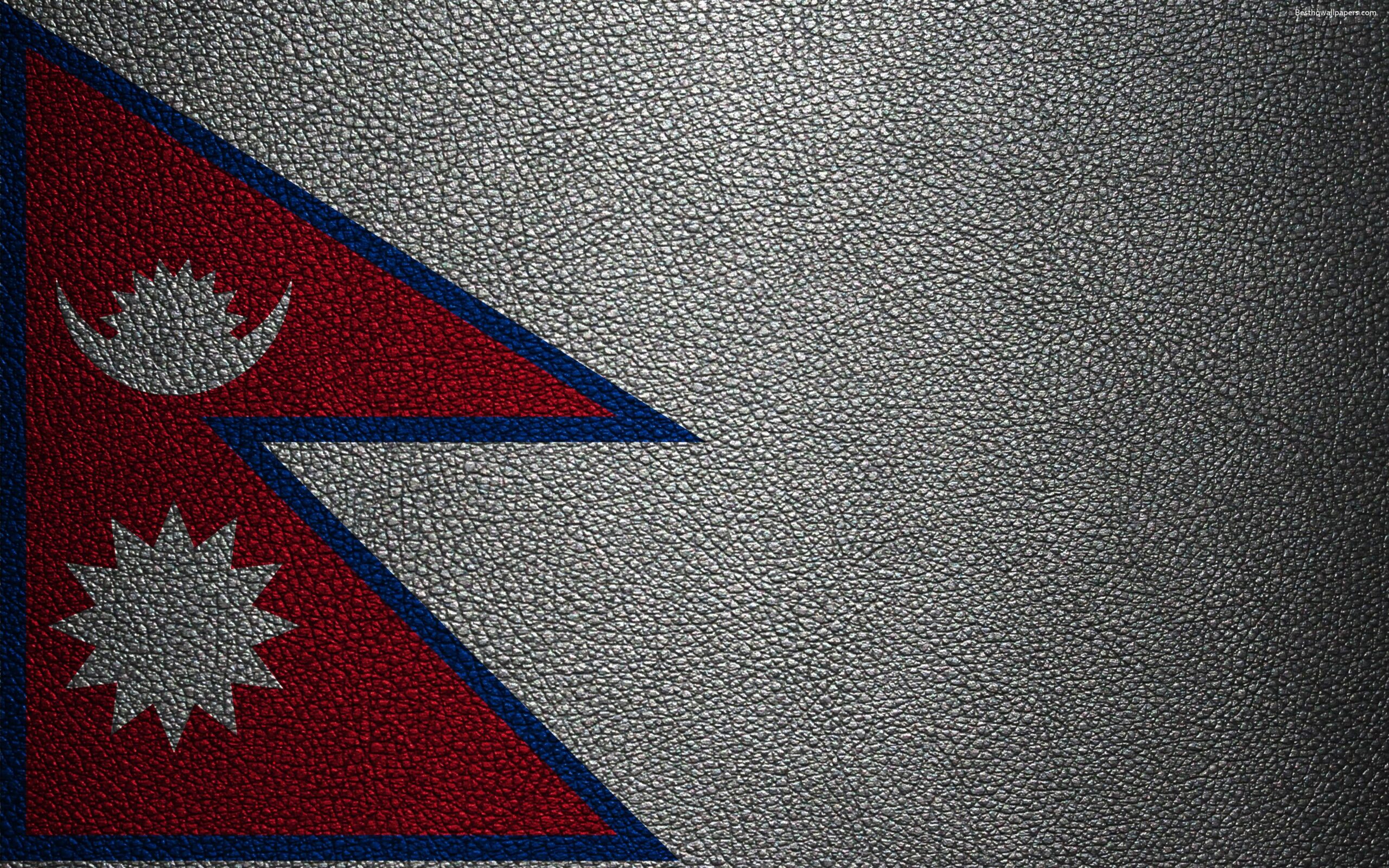 Download wallpapers Flag of Nepal, 4k, leather texture, Nepalese