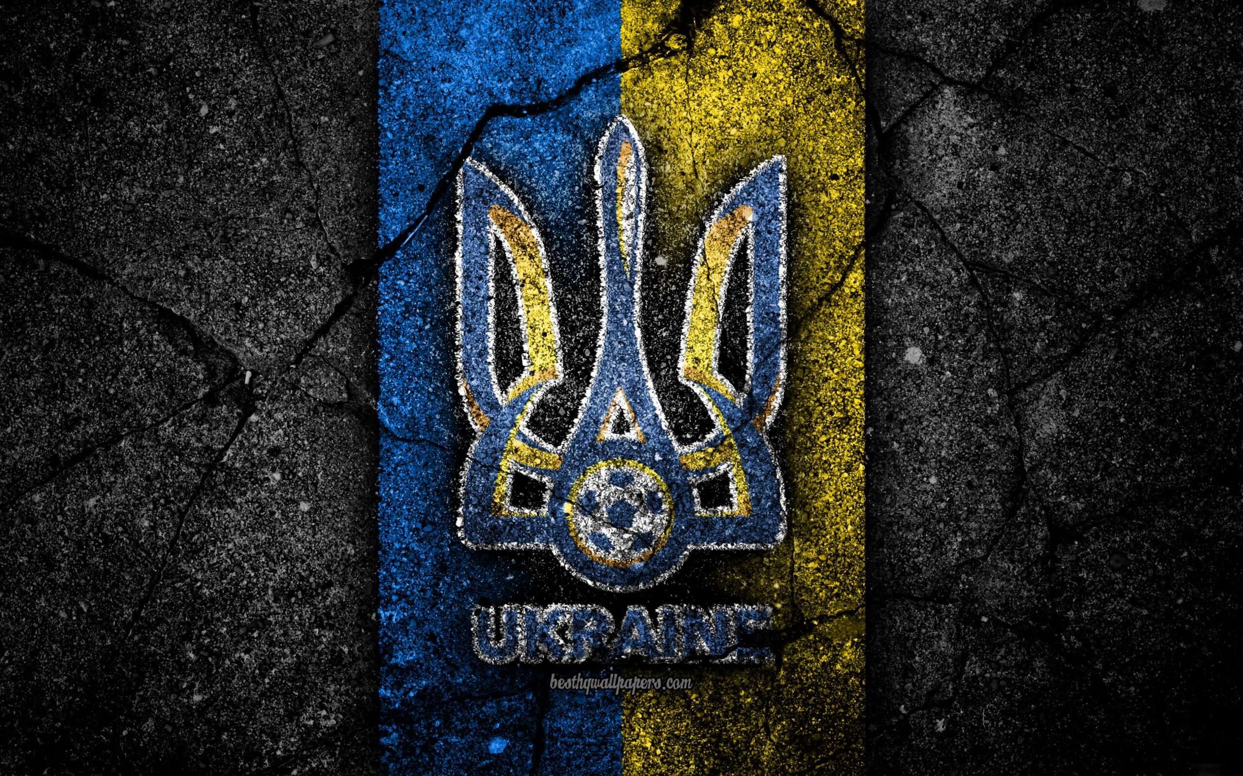 Download wallpapers Ukrainian football team, 4k, emblem, UEFA