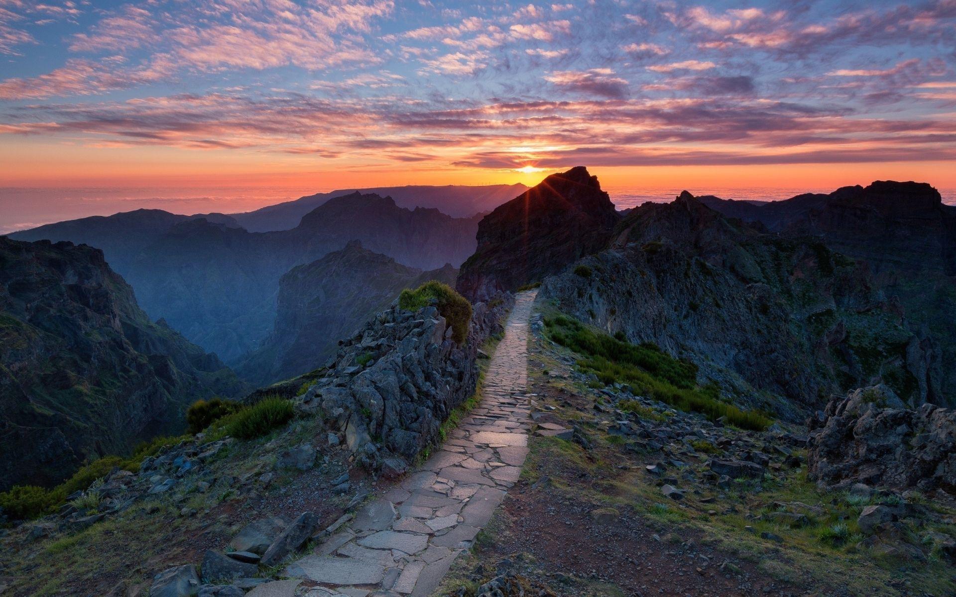 Peaks Way Pink Sunset Portugal wallpapers