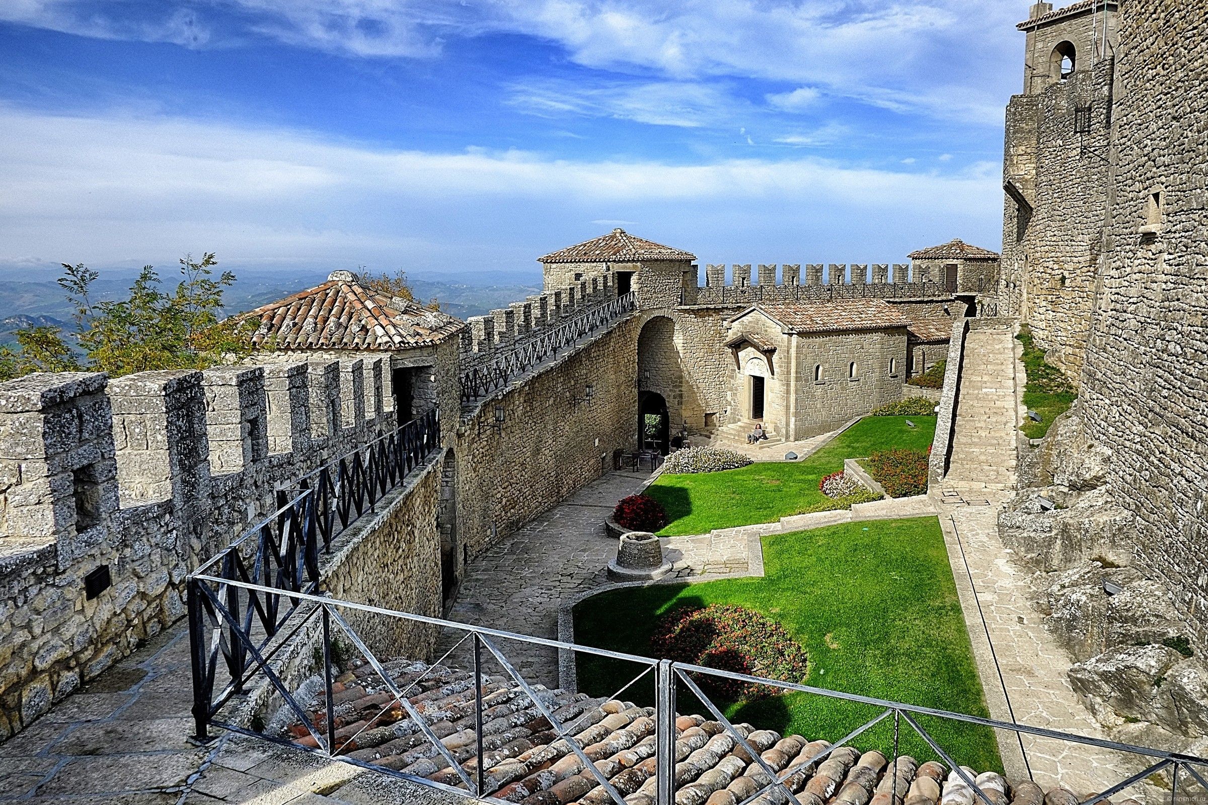 Courtyard in the fort in San Marino, Italy wallpapers and image