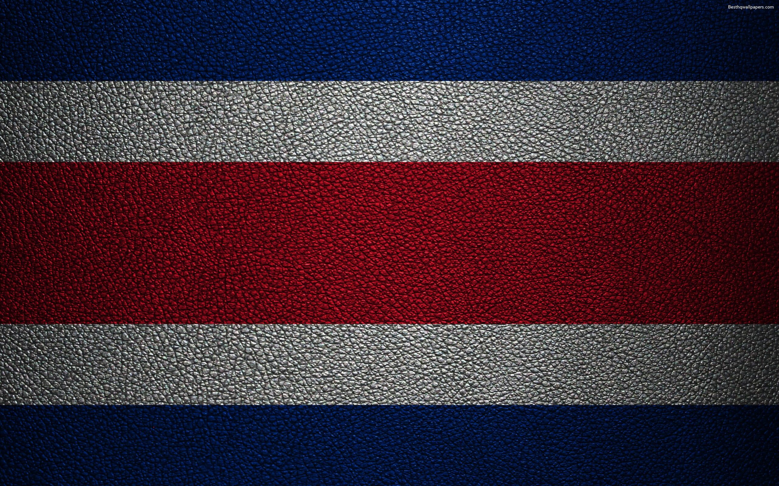 Download wallpapers Flag of Costa Rica, 4k, leather texture, North