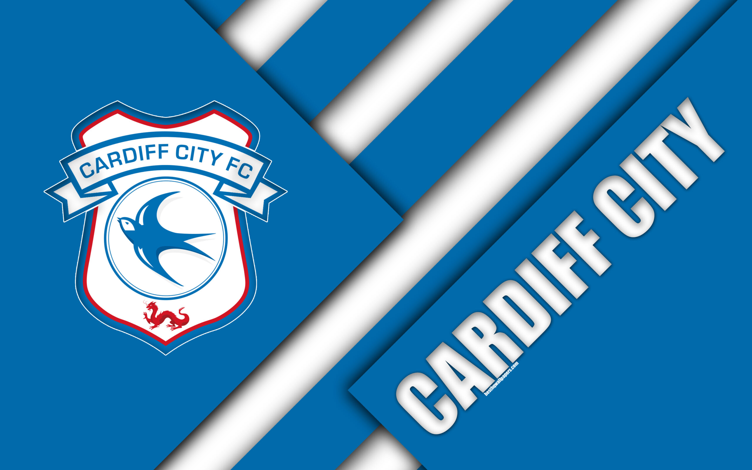 Download wallpapers Cardiff City FC, logo, 4k, blue white