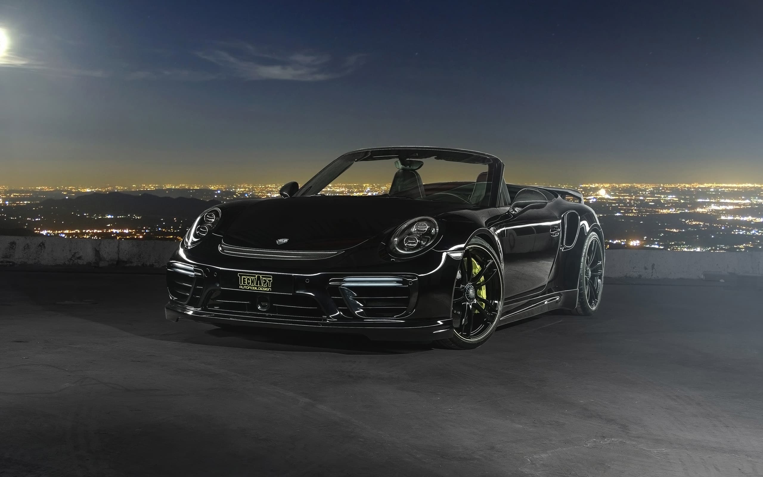 2016 Porsche 911 Cabriolet TechArt Wallpapers HD Black, at night