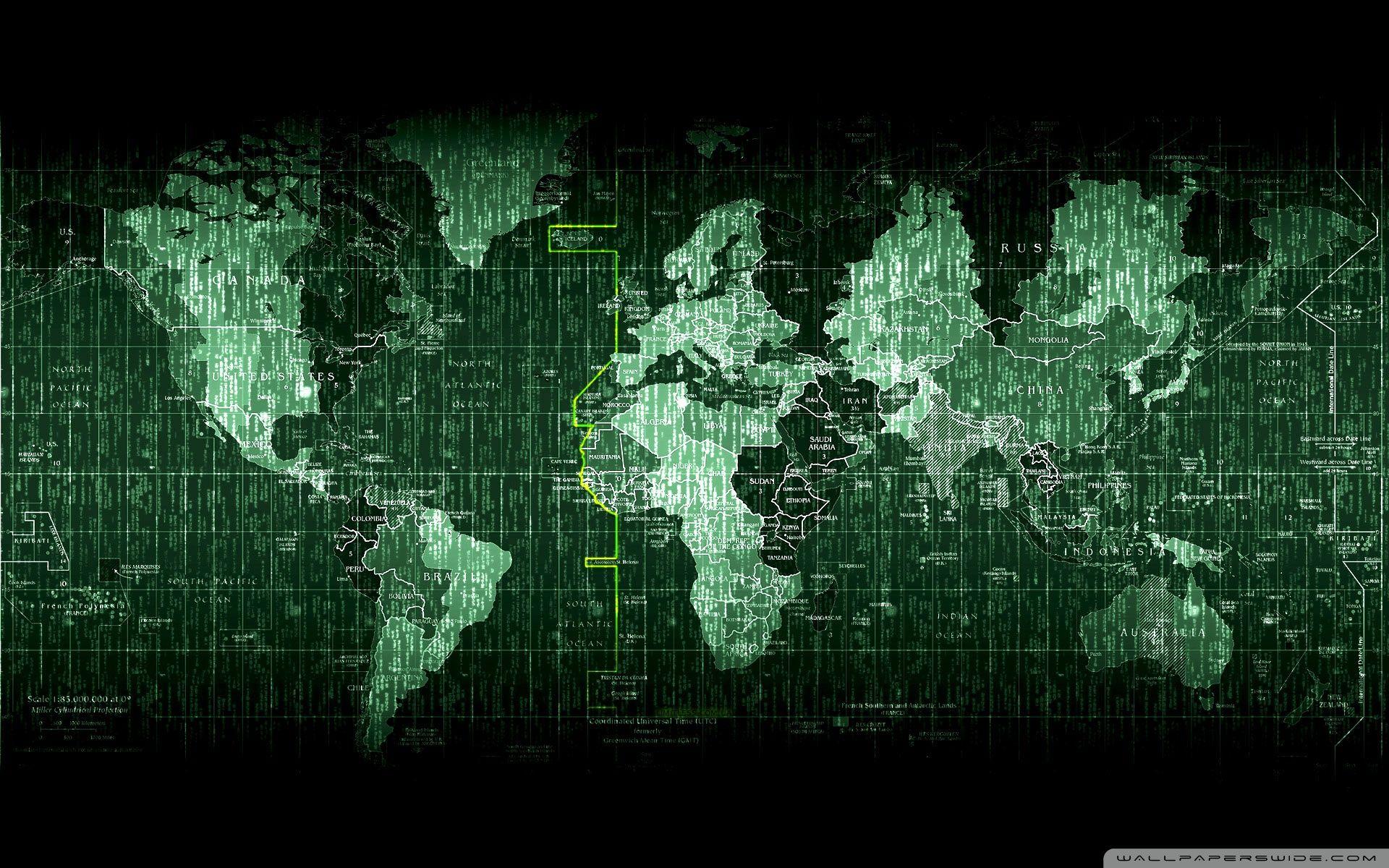 Matrix Code World Map ❤ 4K HD Desktop Wallpapers for 4K Ultra HD