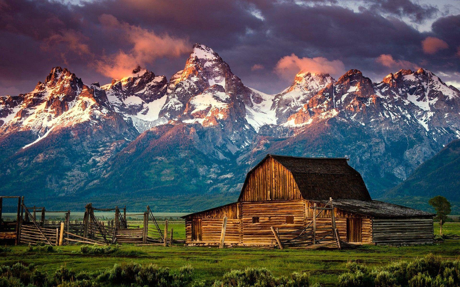 Mountains: Nature Barn Tetons Park Grand Mountains Natl Moulton