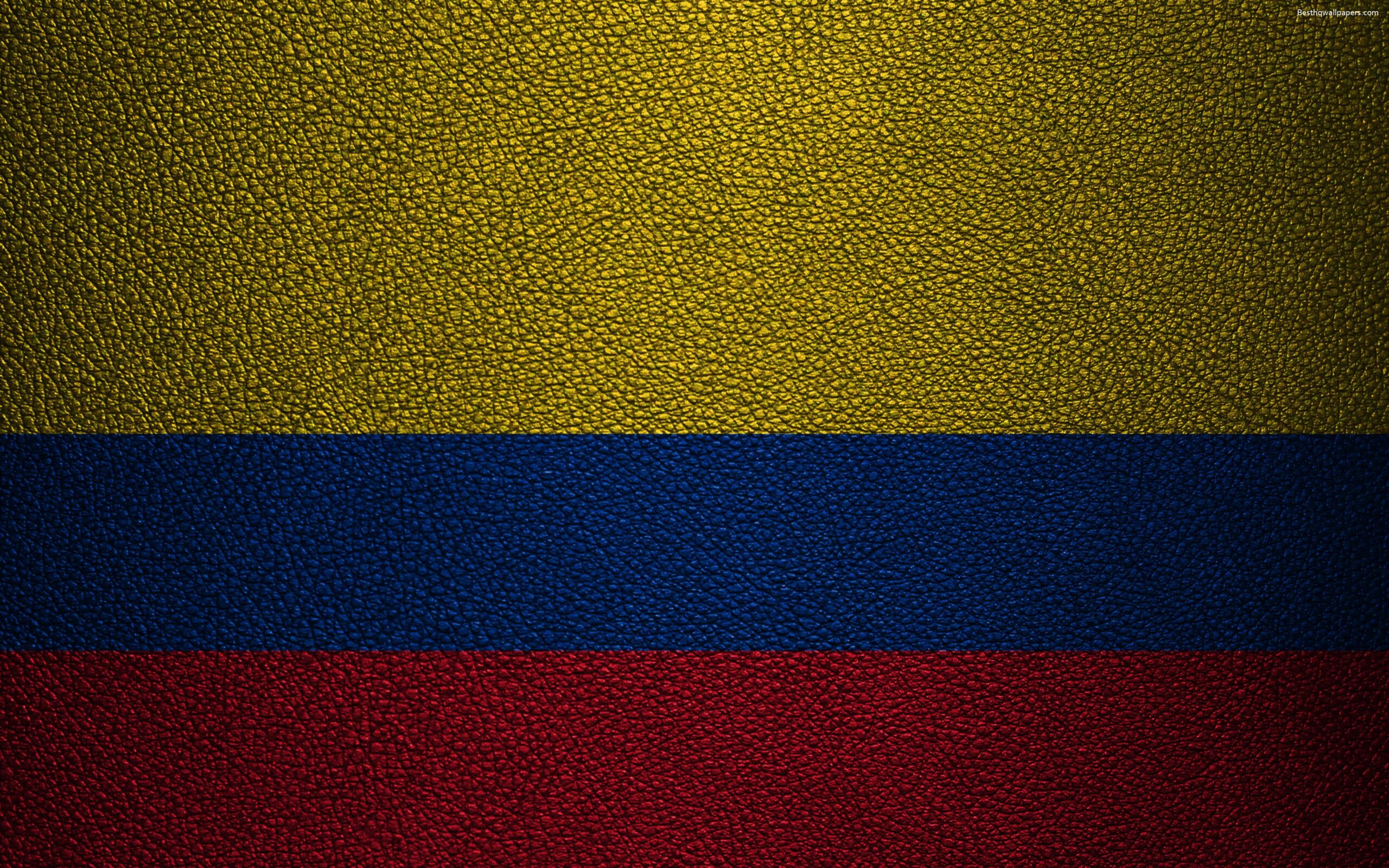 Download wallpapers Flag of Colombia, 4K, leather texture, Colombian