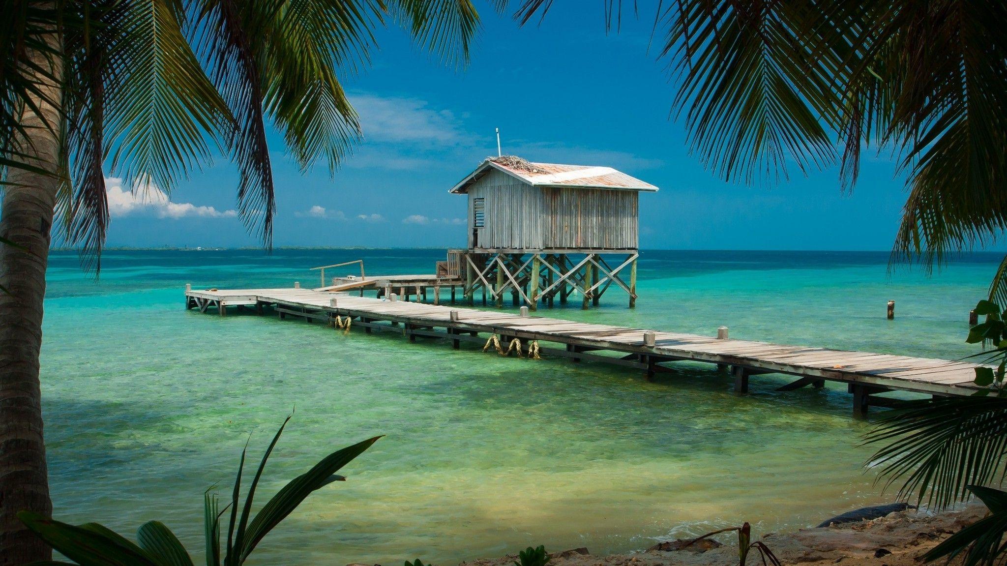 nature, Landscape, Beach, Tropical, Sea, Palm Trees, Dock, Wooden