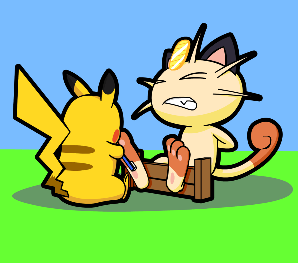 Pika Takes on Meowth by Alphaws