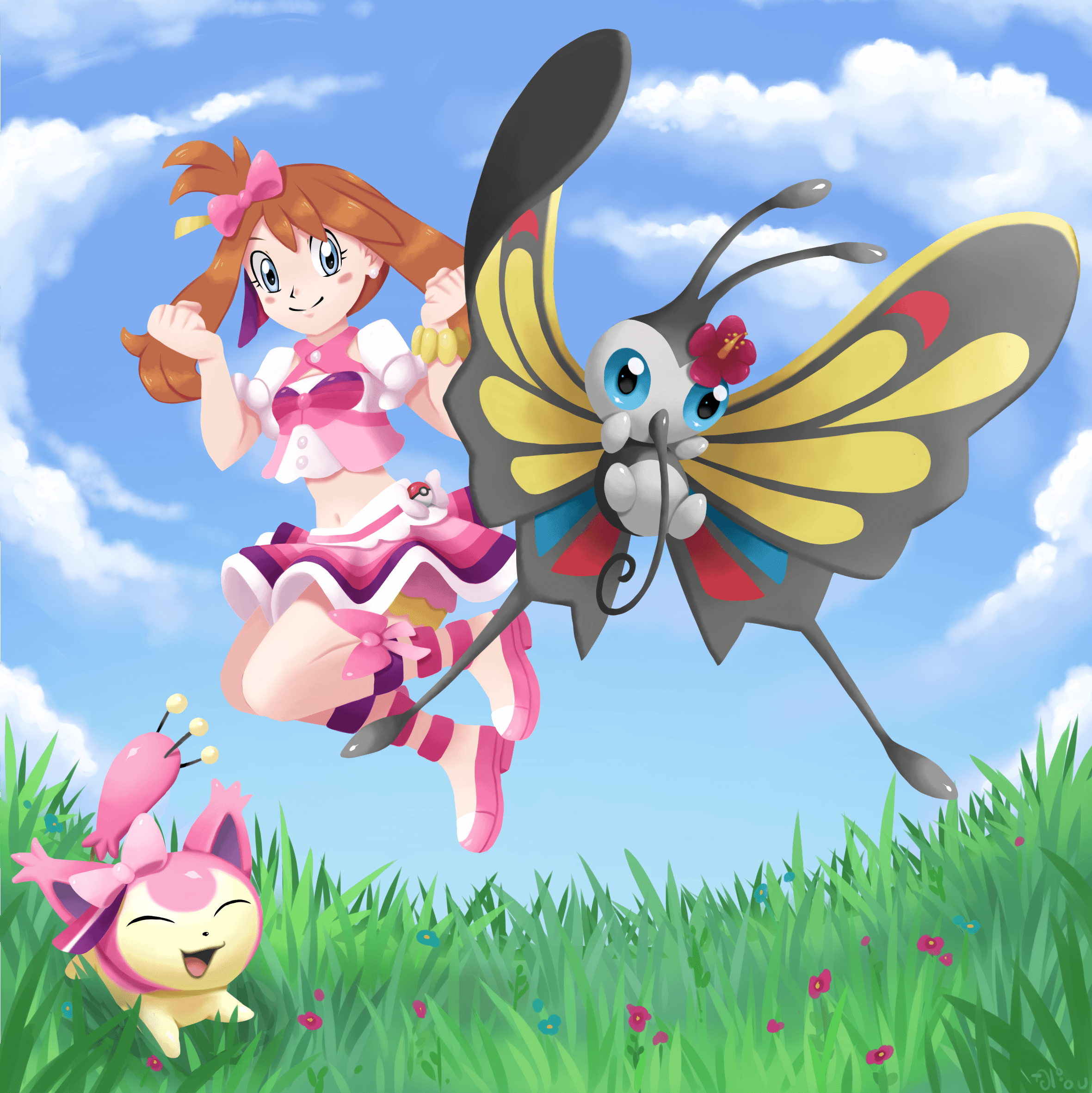 May, Skitty and Beautifly by AlouNea