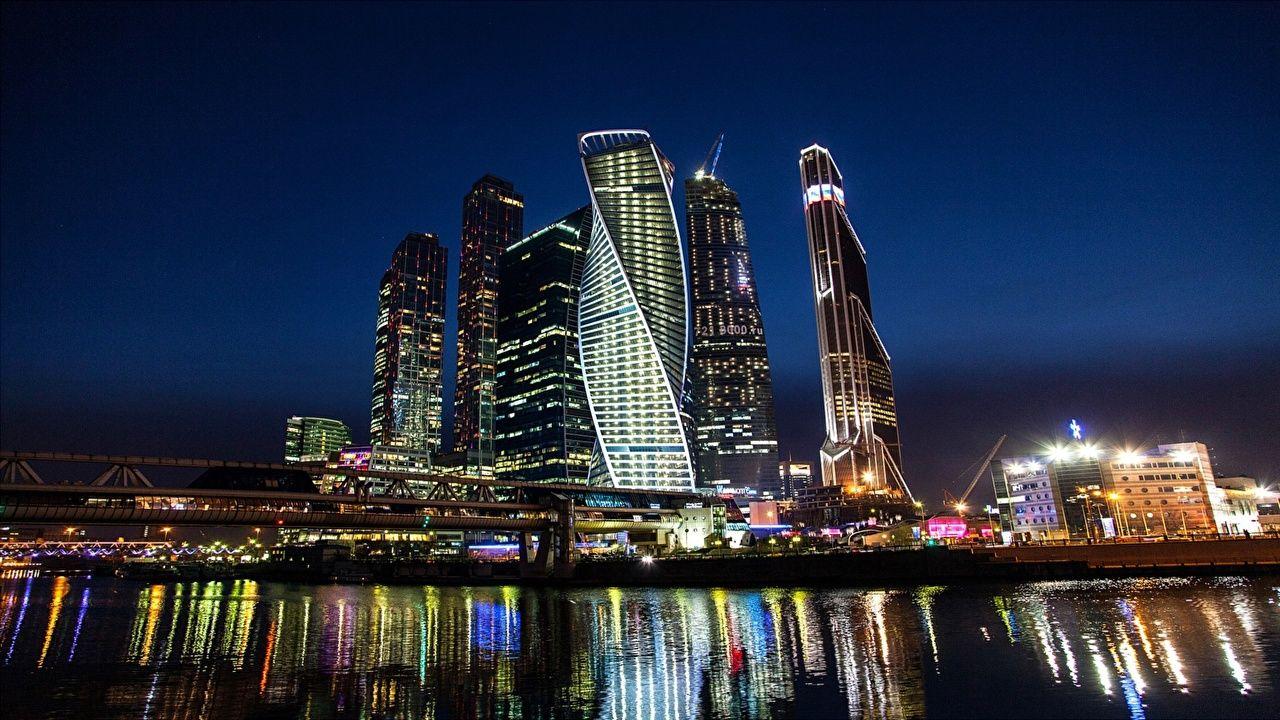 Wallpapers Moscow Russia Night Rivers Skyscrapers Cities