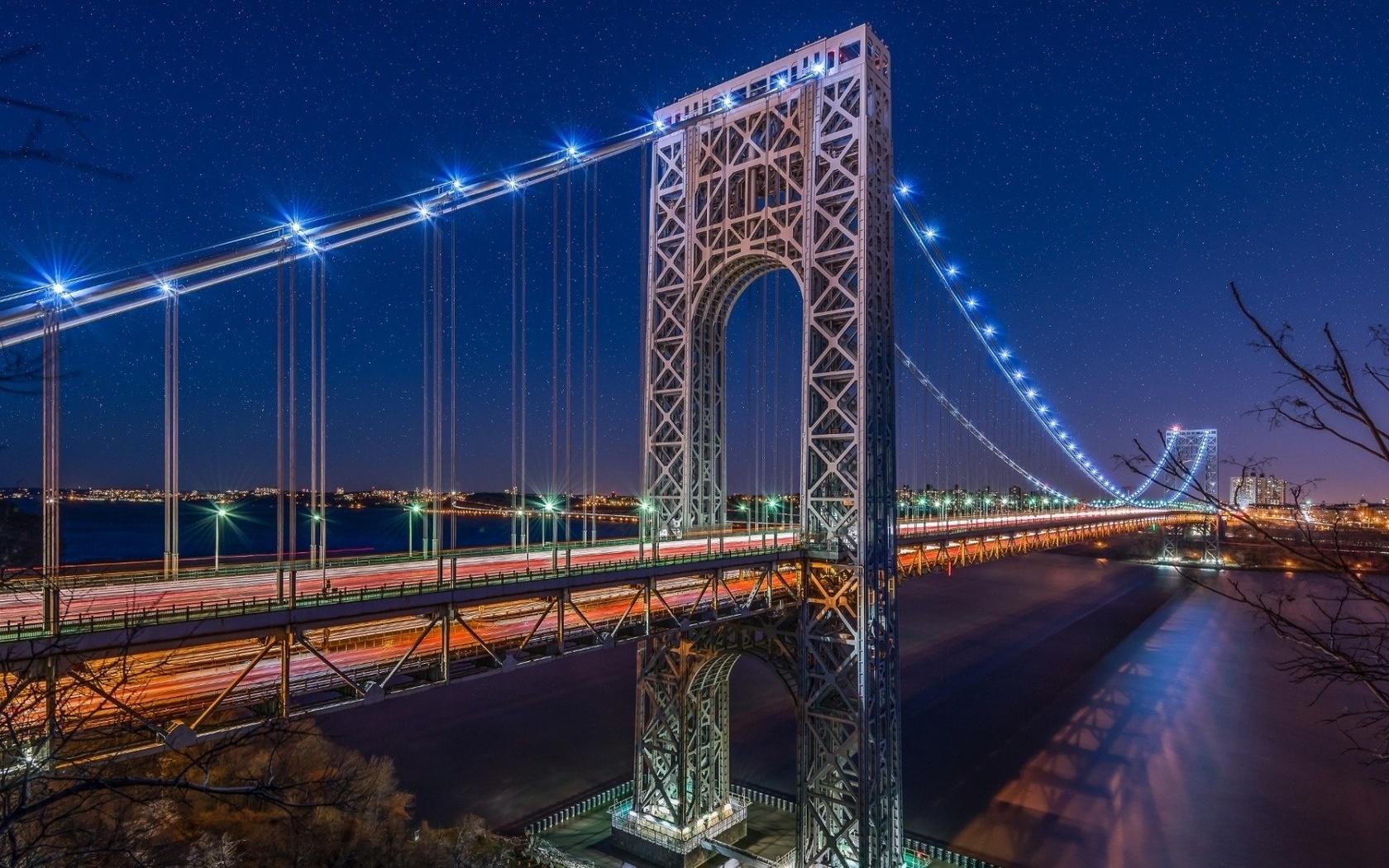 George Washington Bridge At Night HD Wallpapers