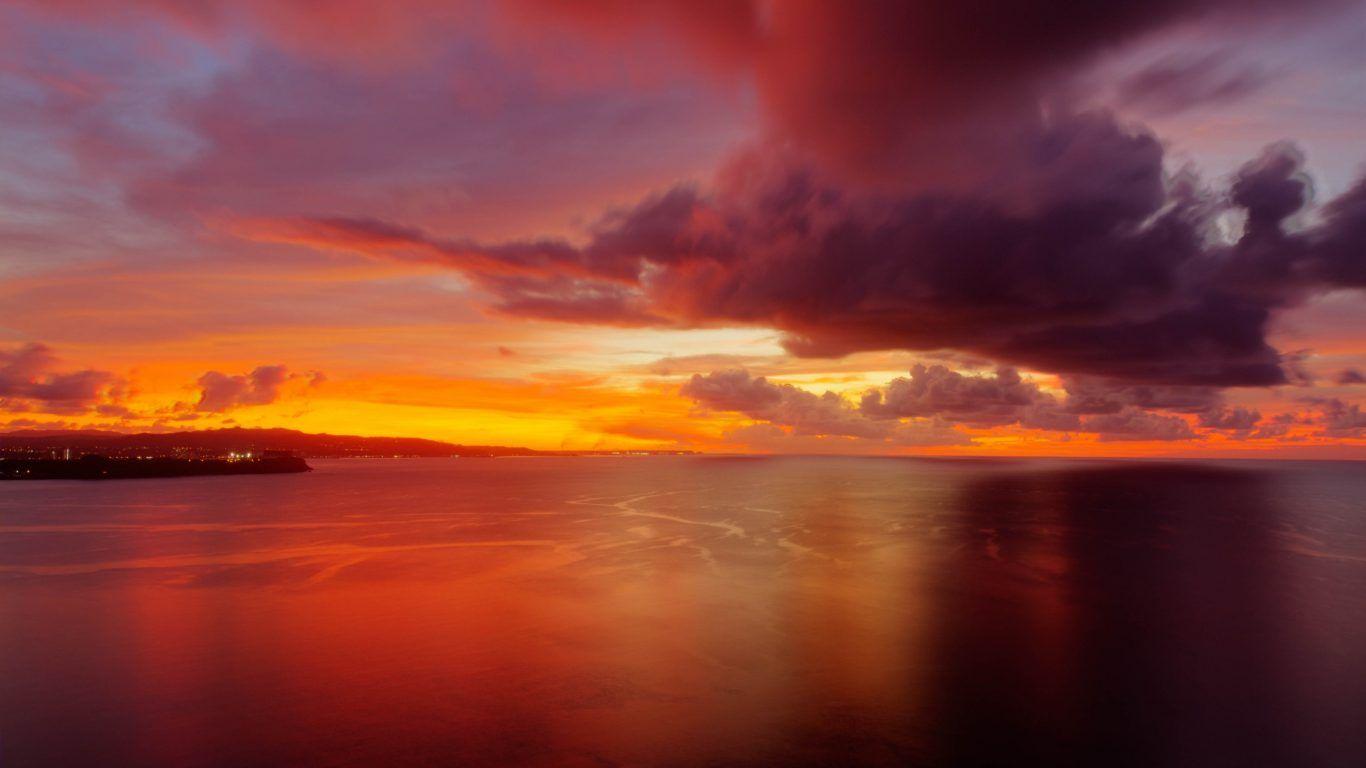 Sunset: Vanuatu Fly Sunset Ocean Palm Sky Light Plane Wallpapers