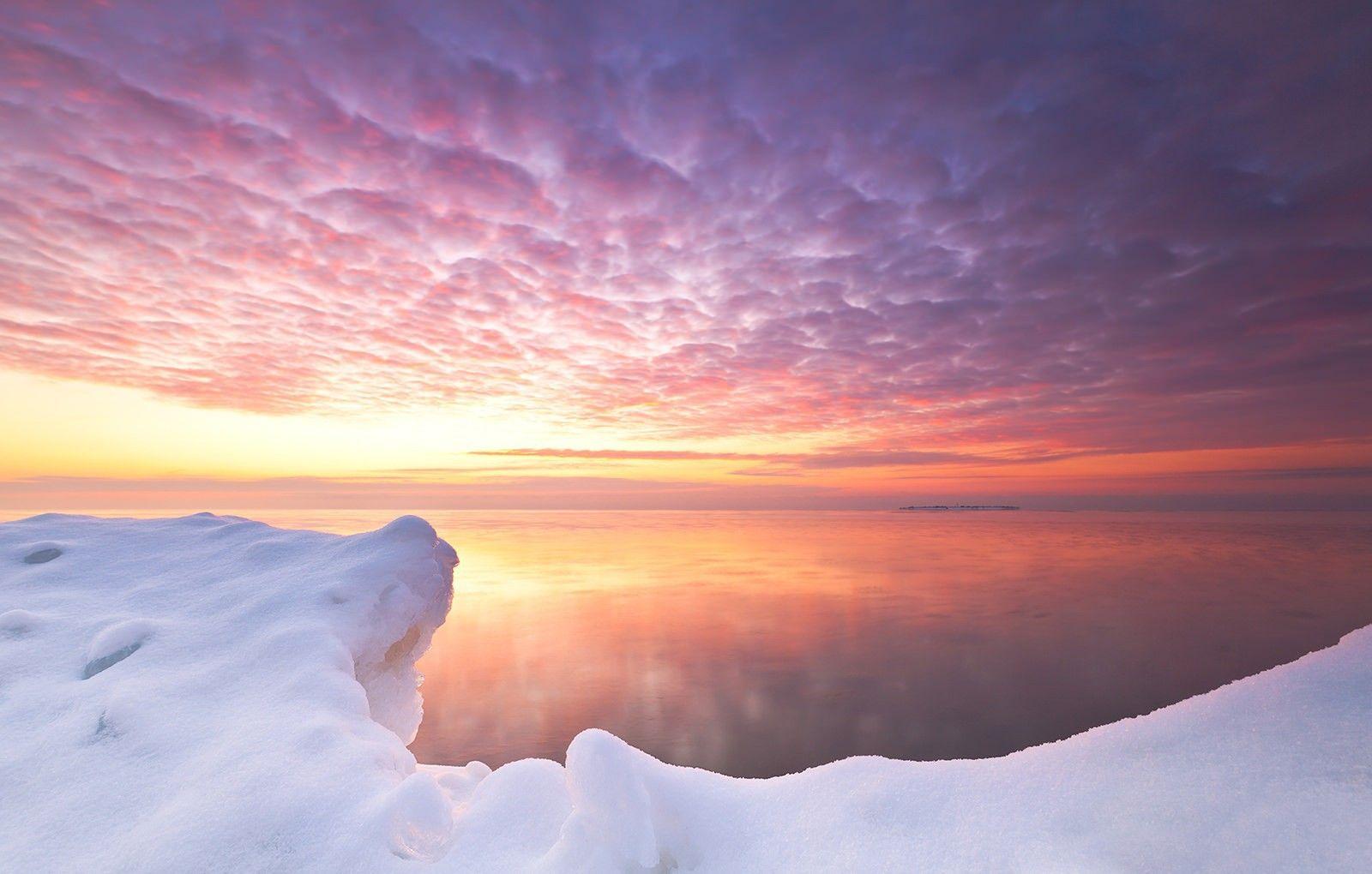 Pink sunset in Antarctica wallpapers and image