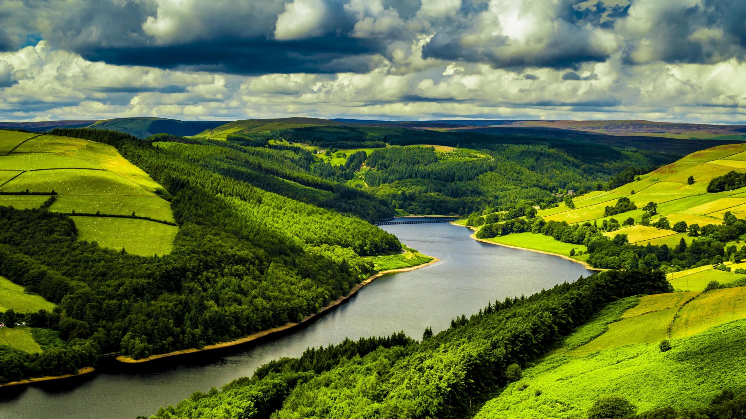 Wallpapers UK, 4k, HD wallpaper, hills, river, trees, sky, Nature