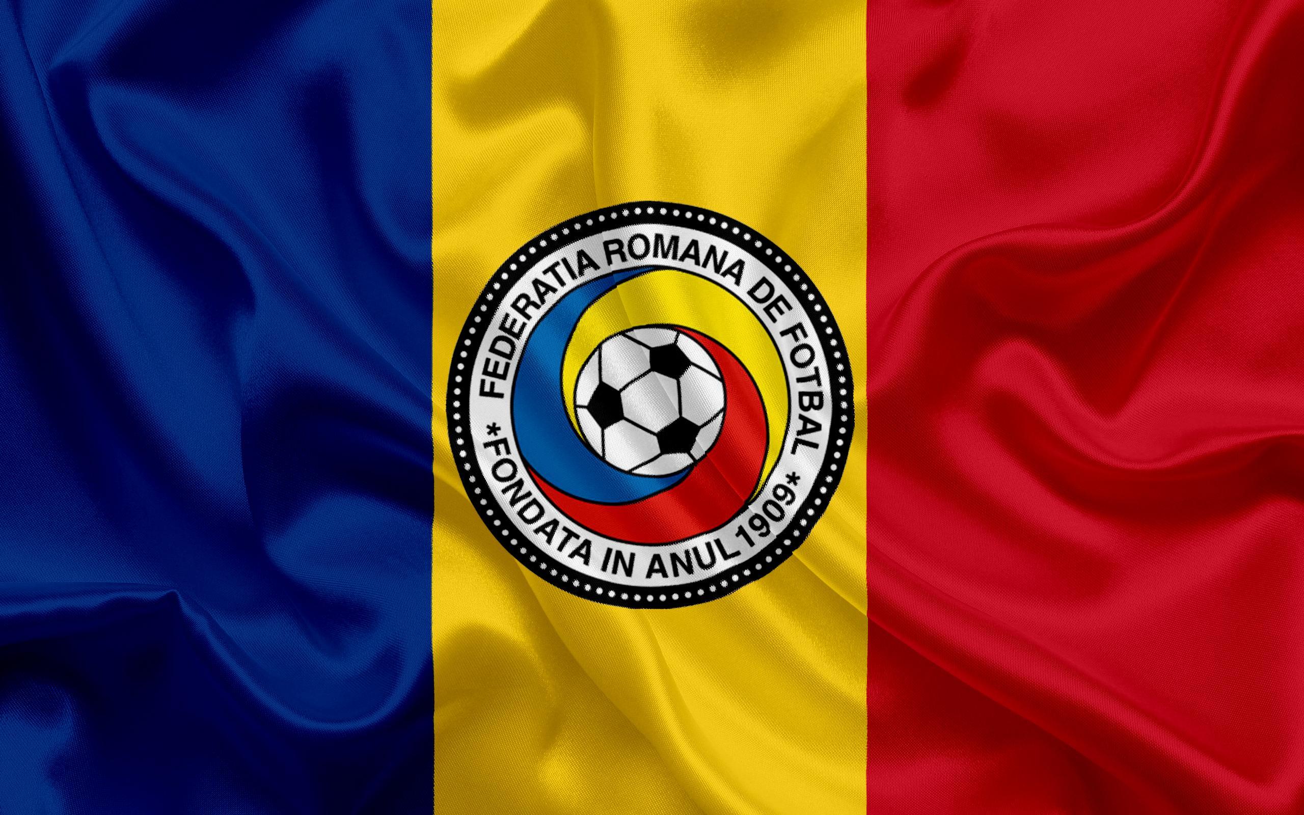 Download wallpapers Romania national football team, emblem, logo