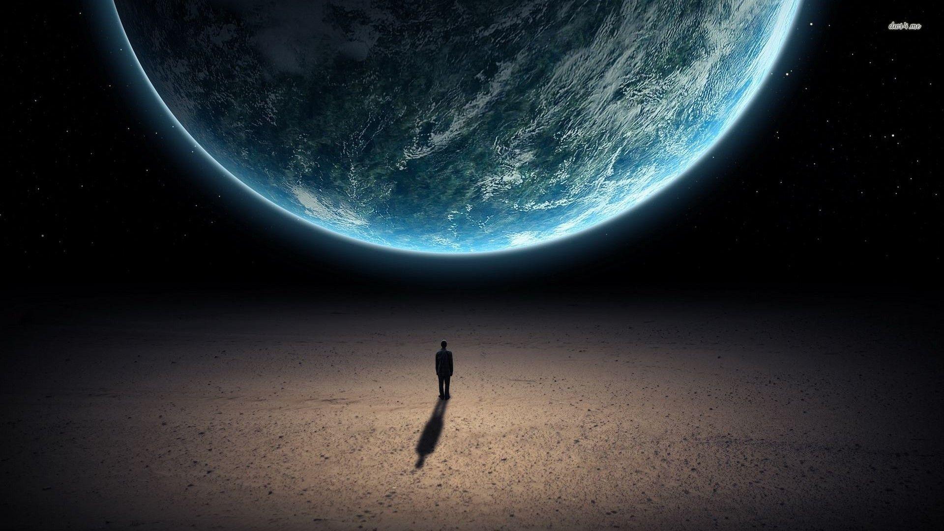 Man looking at Earth from space wallpapers