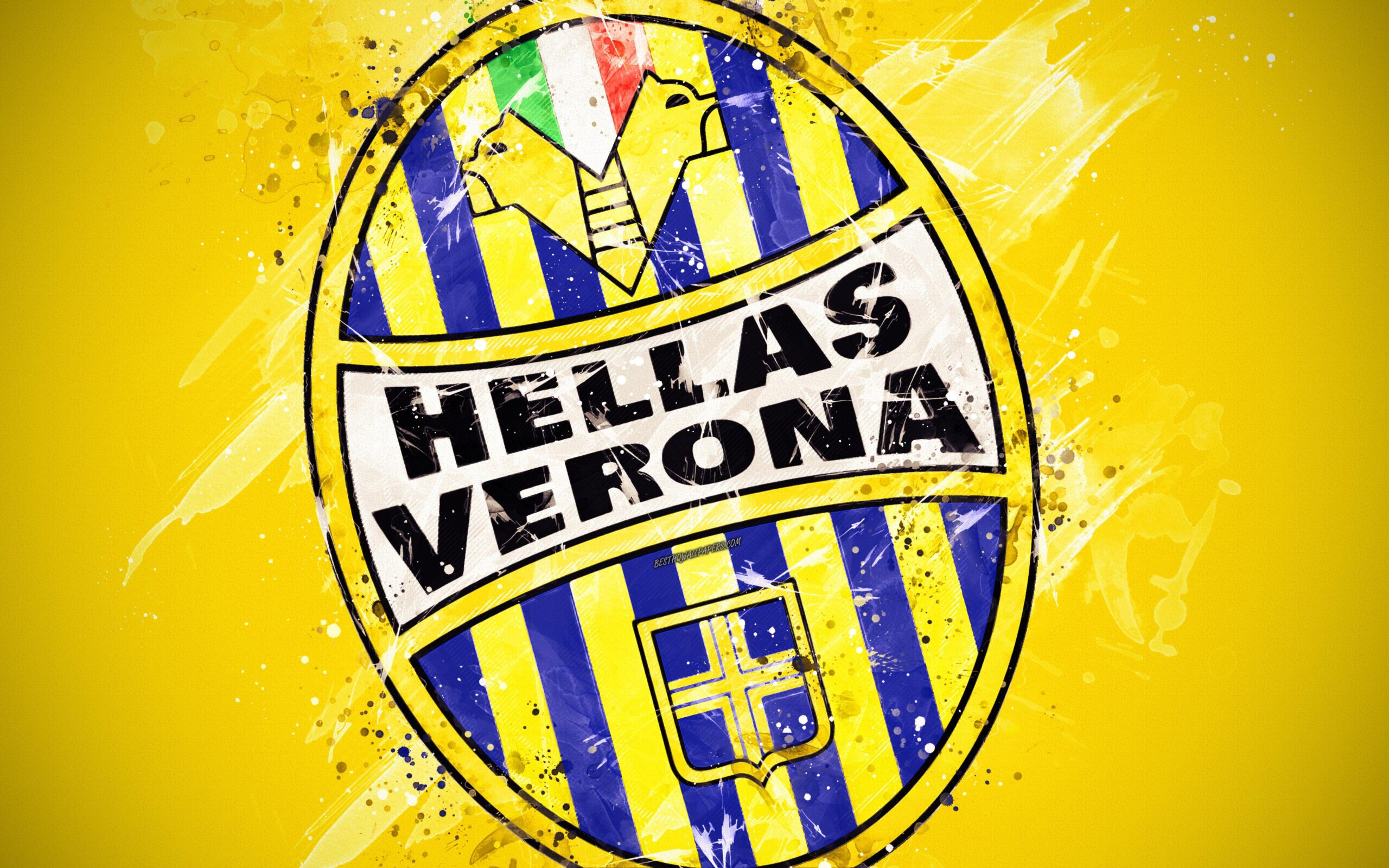 Download wallpapers Hellas Verona FC, 4k, paint art, creative, logo