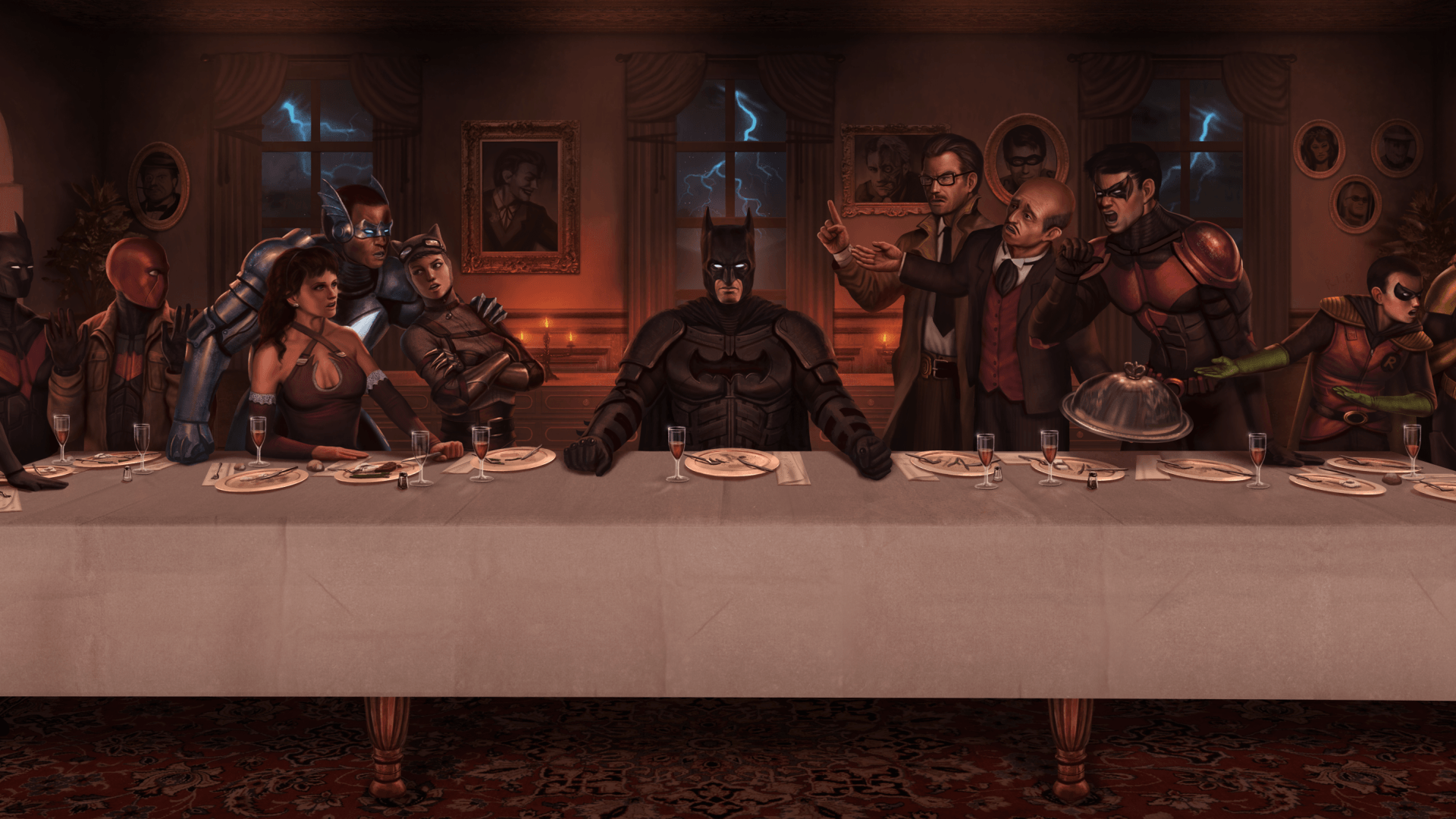 Red hood Dc comics The last supper Batman Nightwing Cne Robin